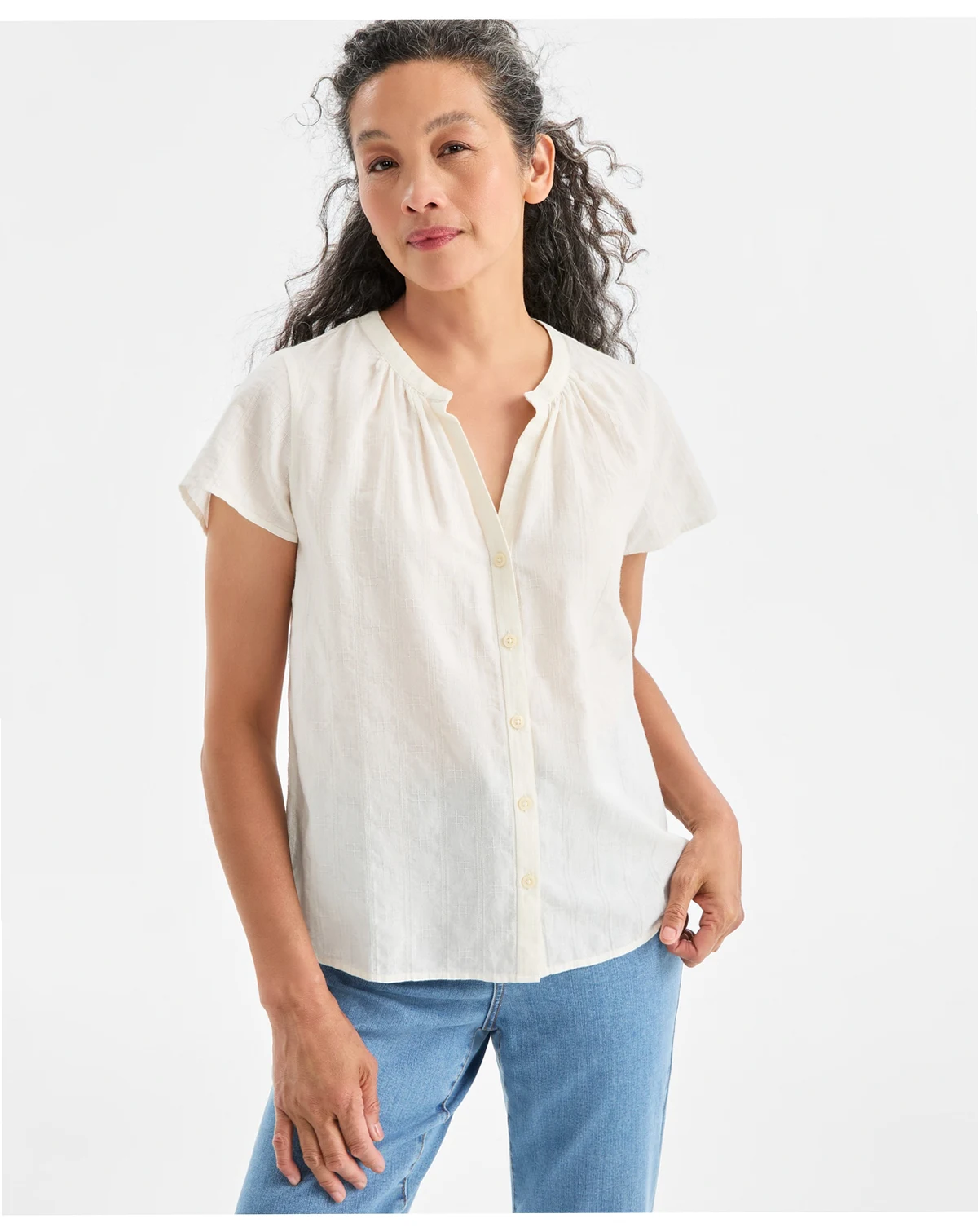 Women's Button-Front Flutter-Sleeve Top, Macy's Exclusive