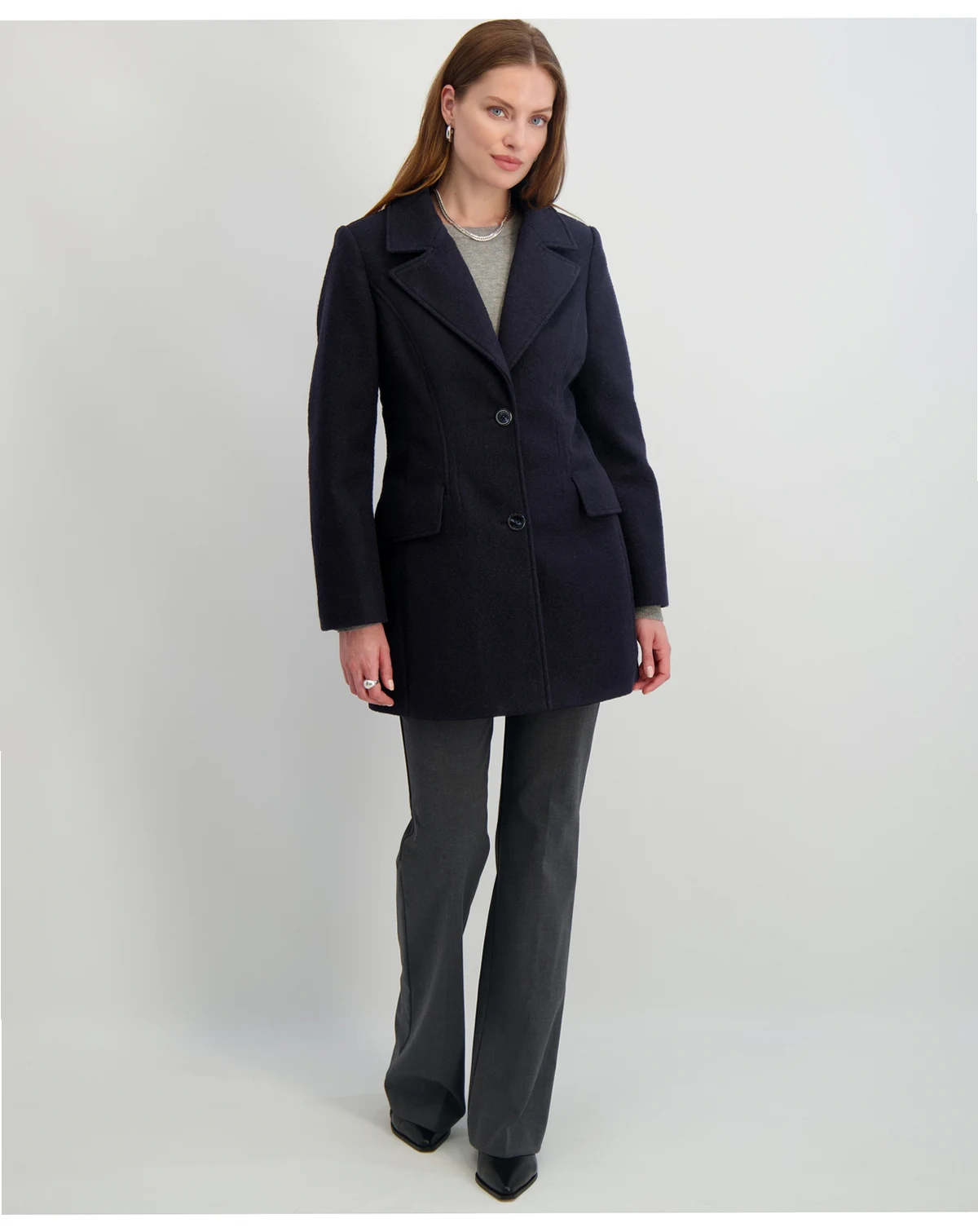 Women's Notched-Collar Single-Breasted Peacoat