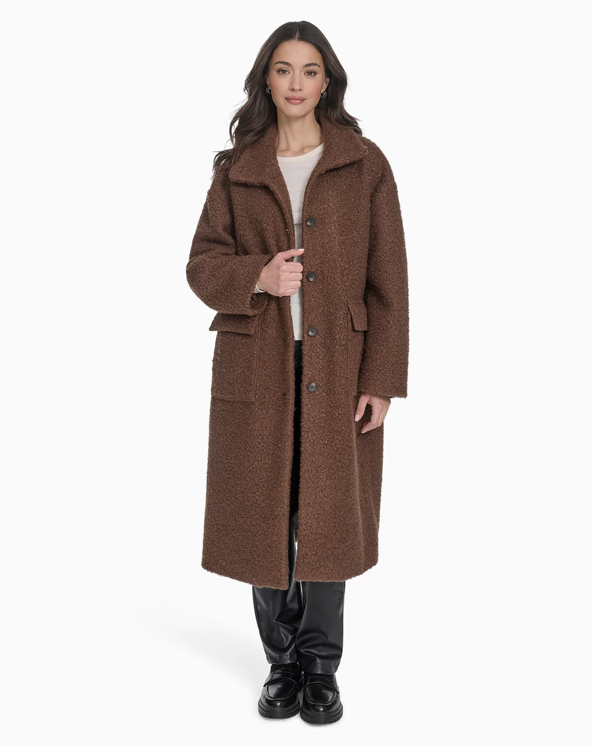 Women's Regular Boucle Stand Collar Car Coat