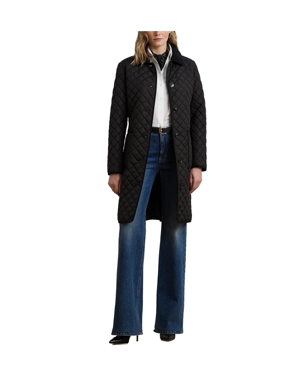 Women's Quilted Design Buttoned Coat
