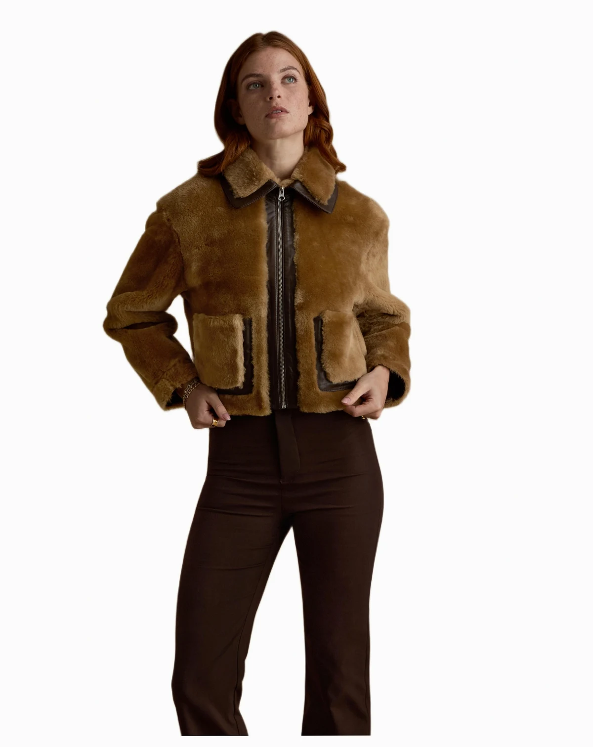 Women's Cropped Shearling Jacket