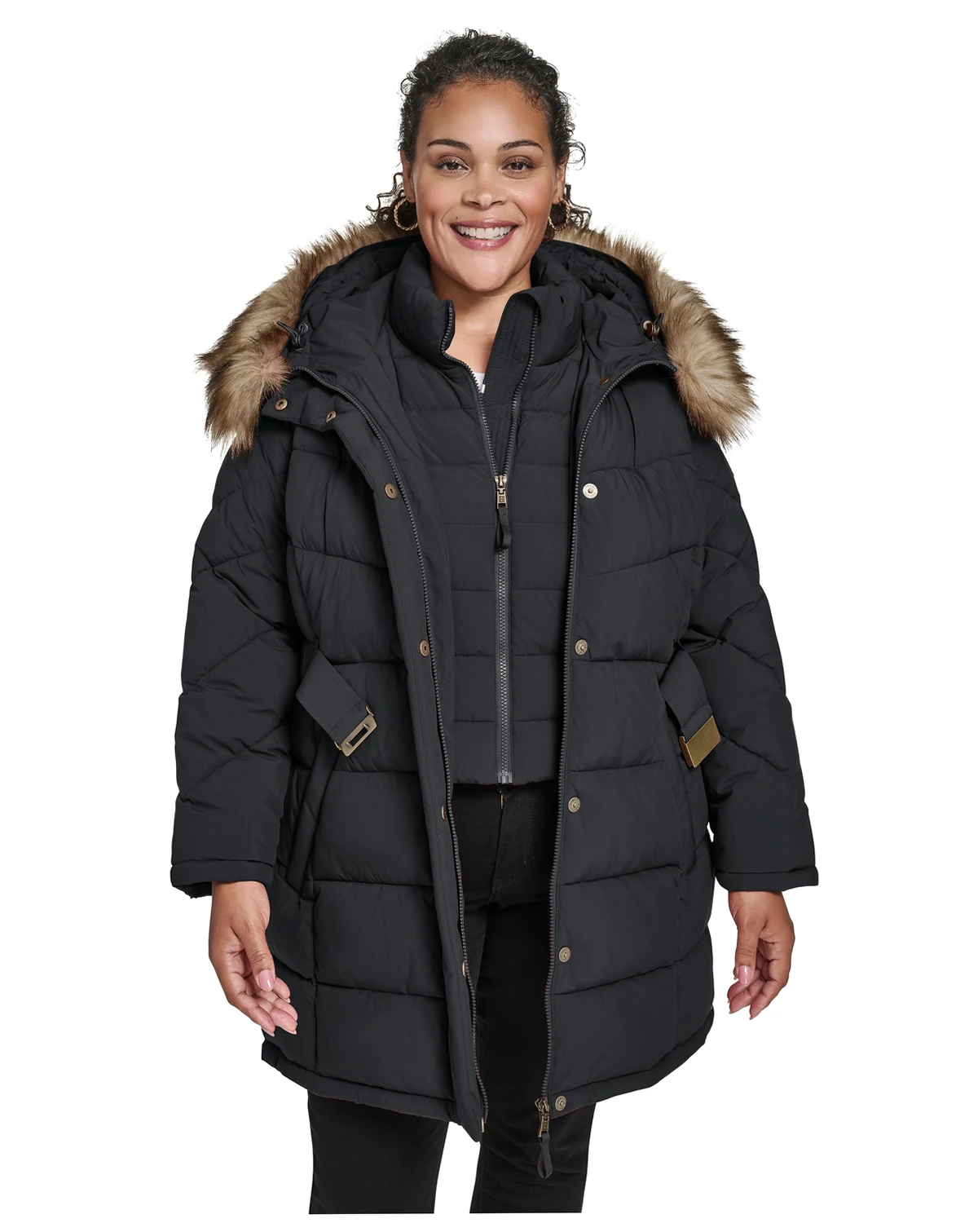 Plus Size Hooded Puffer Coat