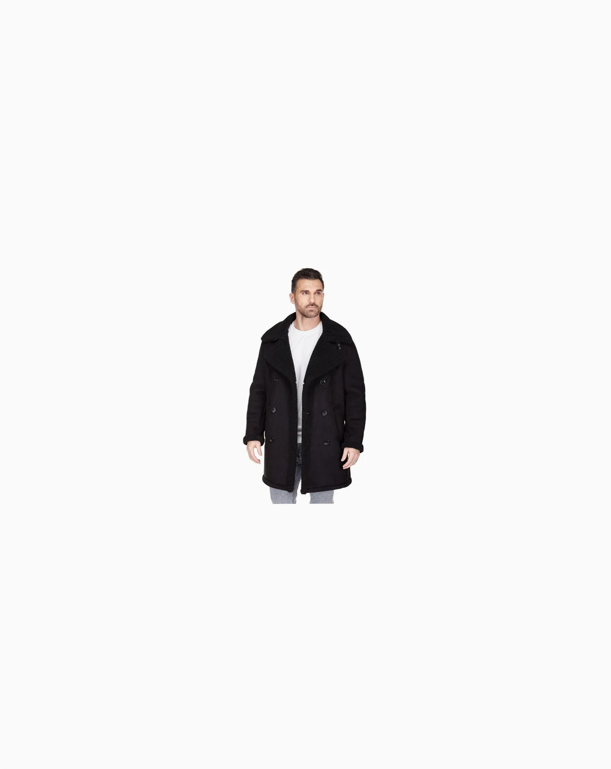 Men's Faux Shearling Double Breasted Overcoat