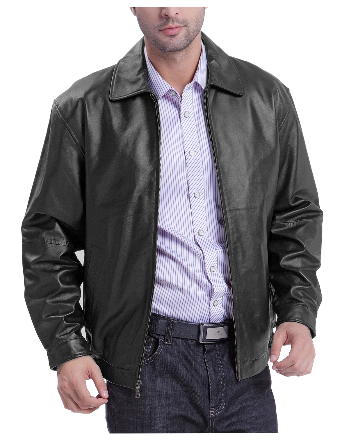 Men's Men Derrick Leather Bomber Jacket