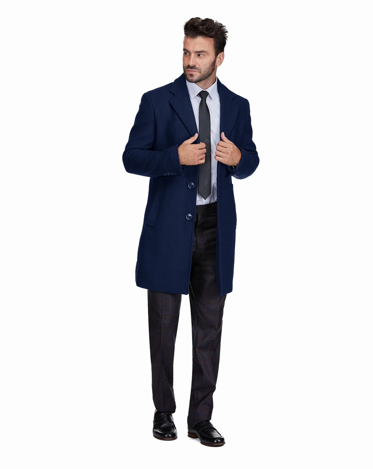 Men's Big & Tall  Tailored Wool Blend Notch Collar Wool Blend Walker Car Coat