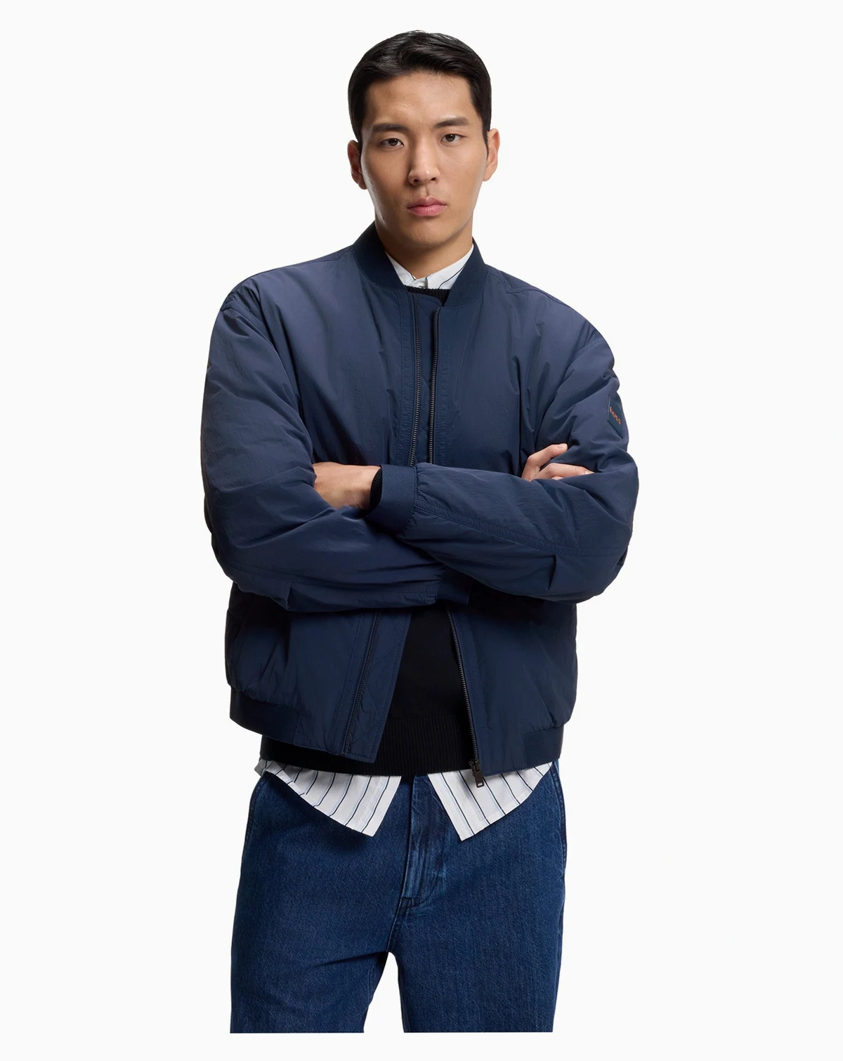 Men's Water-Repellent Soft-Touch Fabric Bomber Jacket
