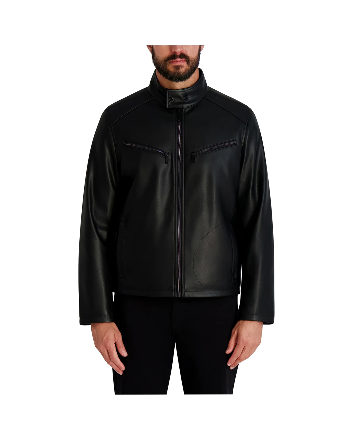 Men's Circle Stitch Faux Leather Jacket