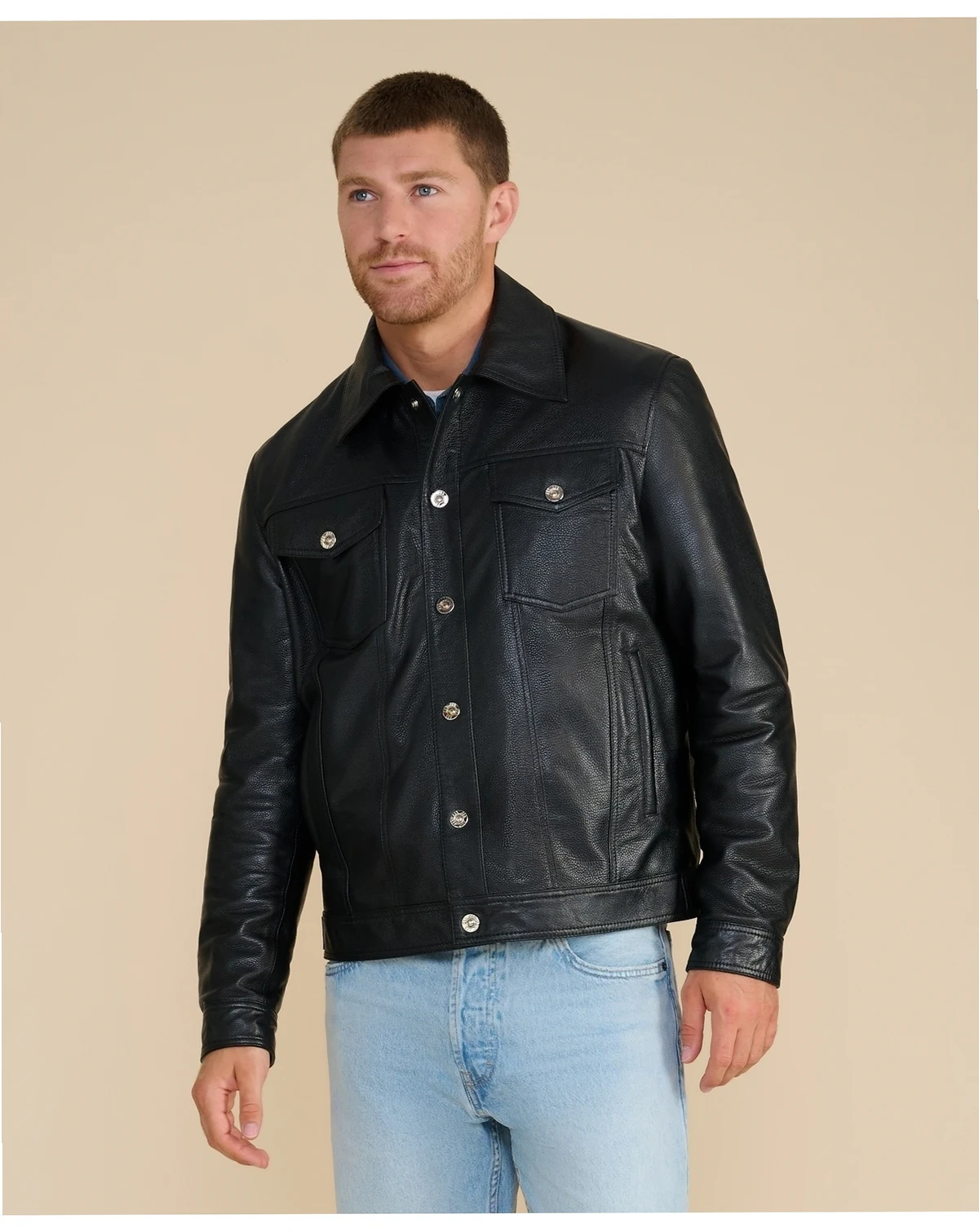 Men's Leather Shirt Style Jacket, Created for Macy's