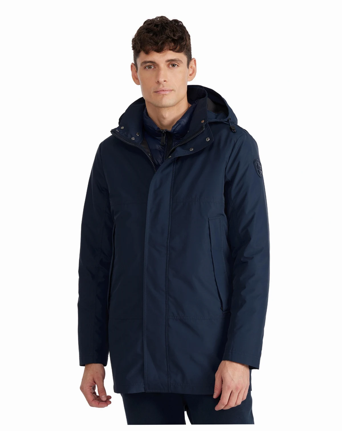 Men's Altair Mid Length Parka with Welded Detail and Detachable Hood