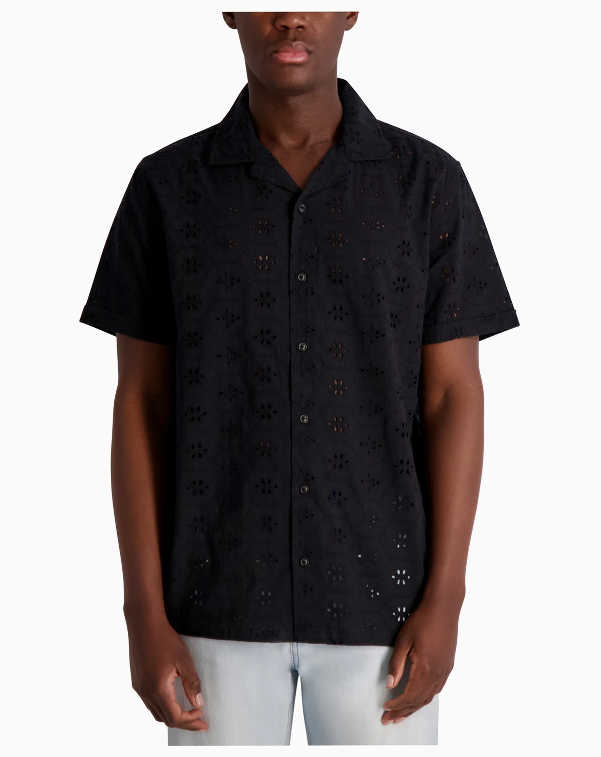 Men's Floral Eyelet Shirt