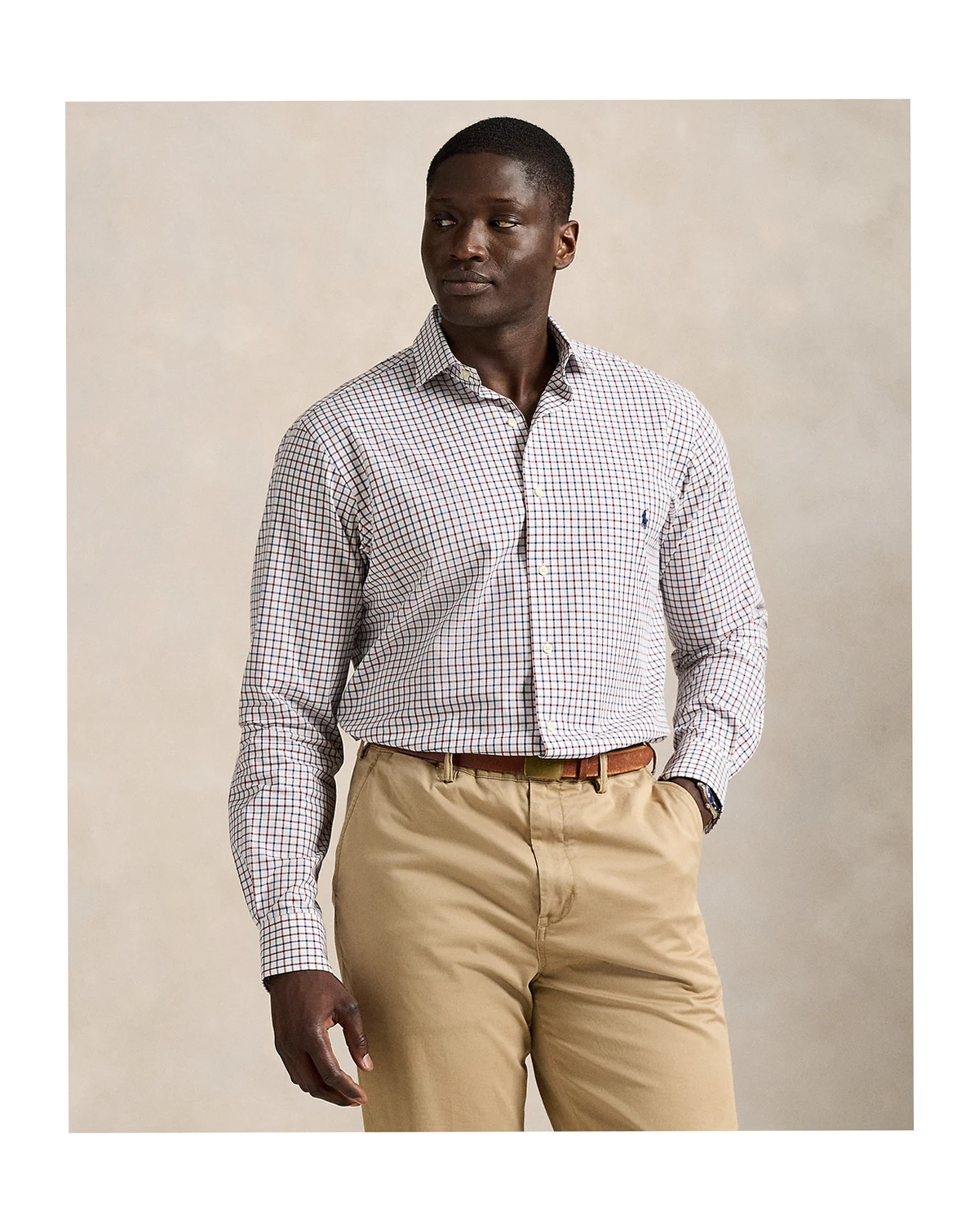 Men's Big & Tall Plaid Stretch Poplin Shirt