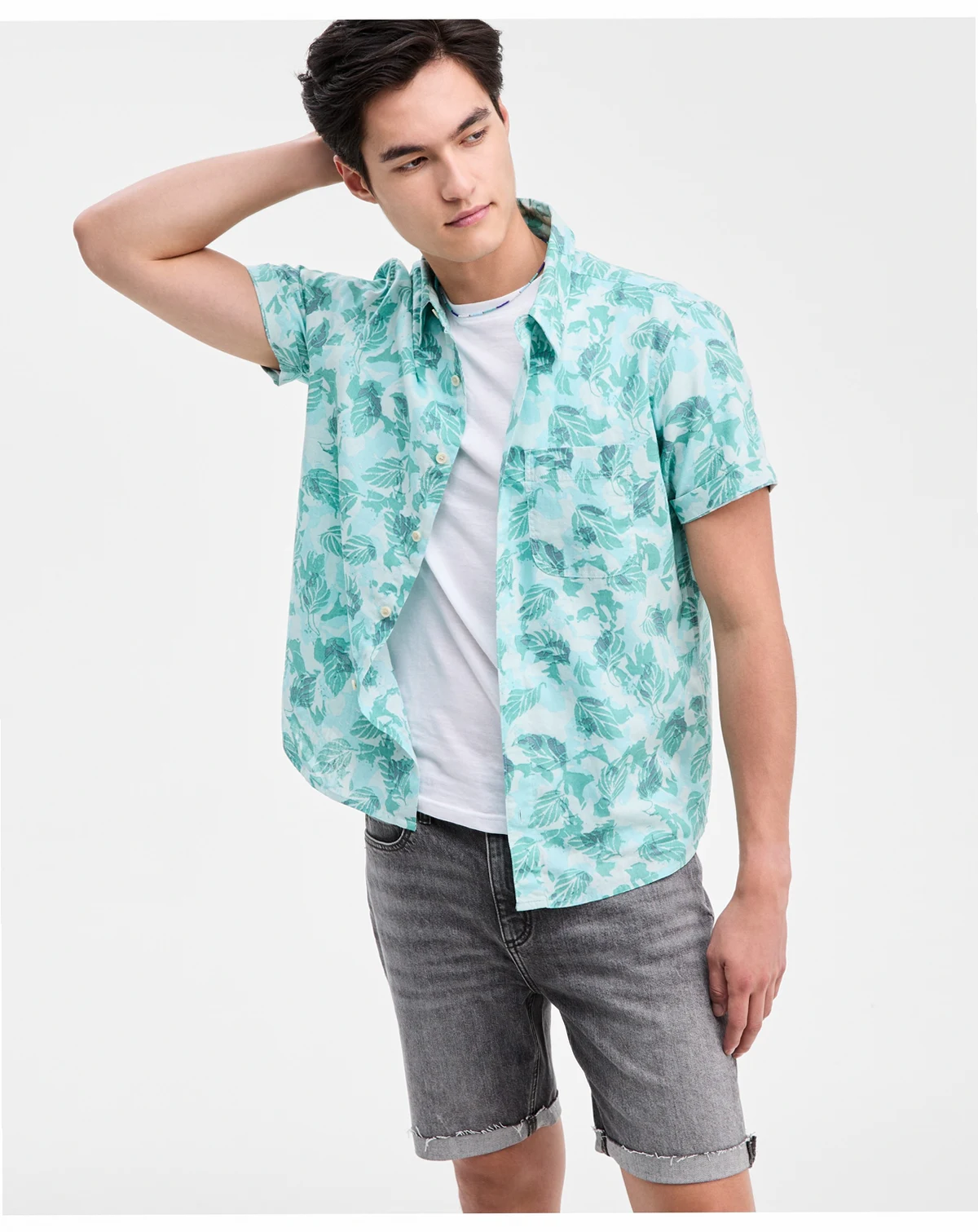 Men's Forest Leaf Short-Sleeve Button-Up Shirt, Macy's Exclusive