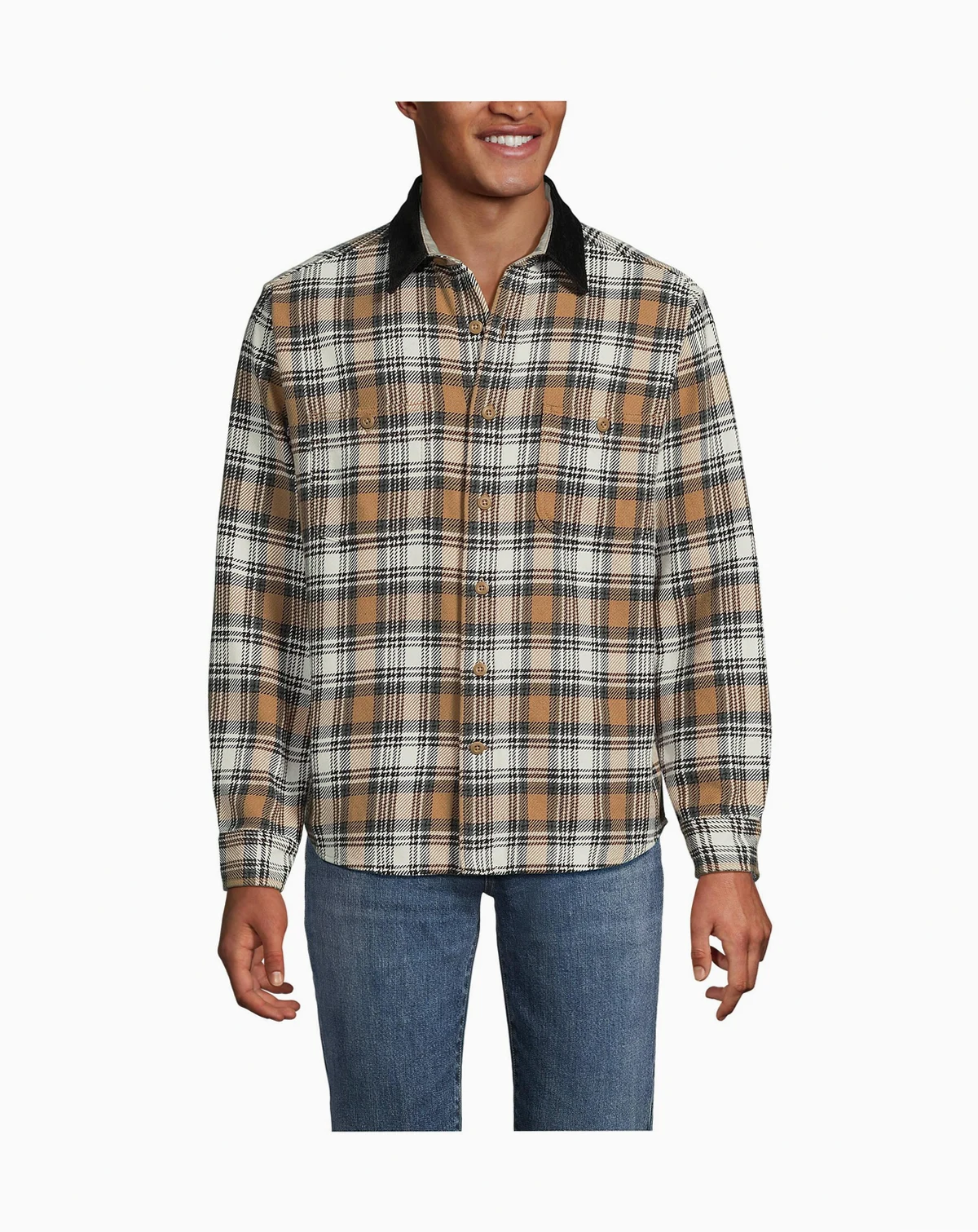 Men's Authentic Flannel Shirt with Corduroy Collar