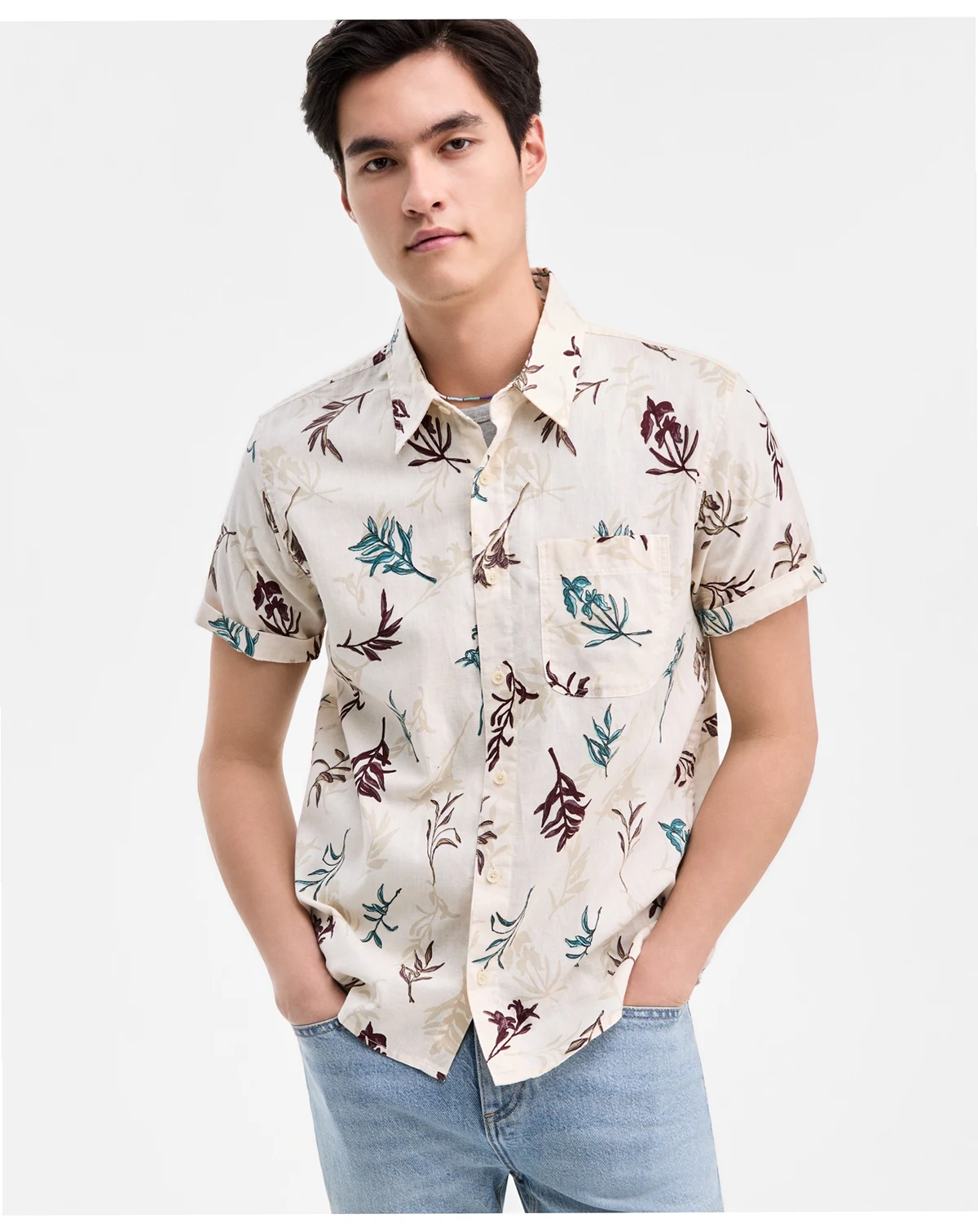 Men's Orion Leaf Short-Sleeve Button-Up Shirt, Macy's Exclusive