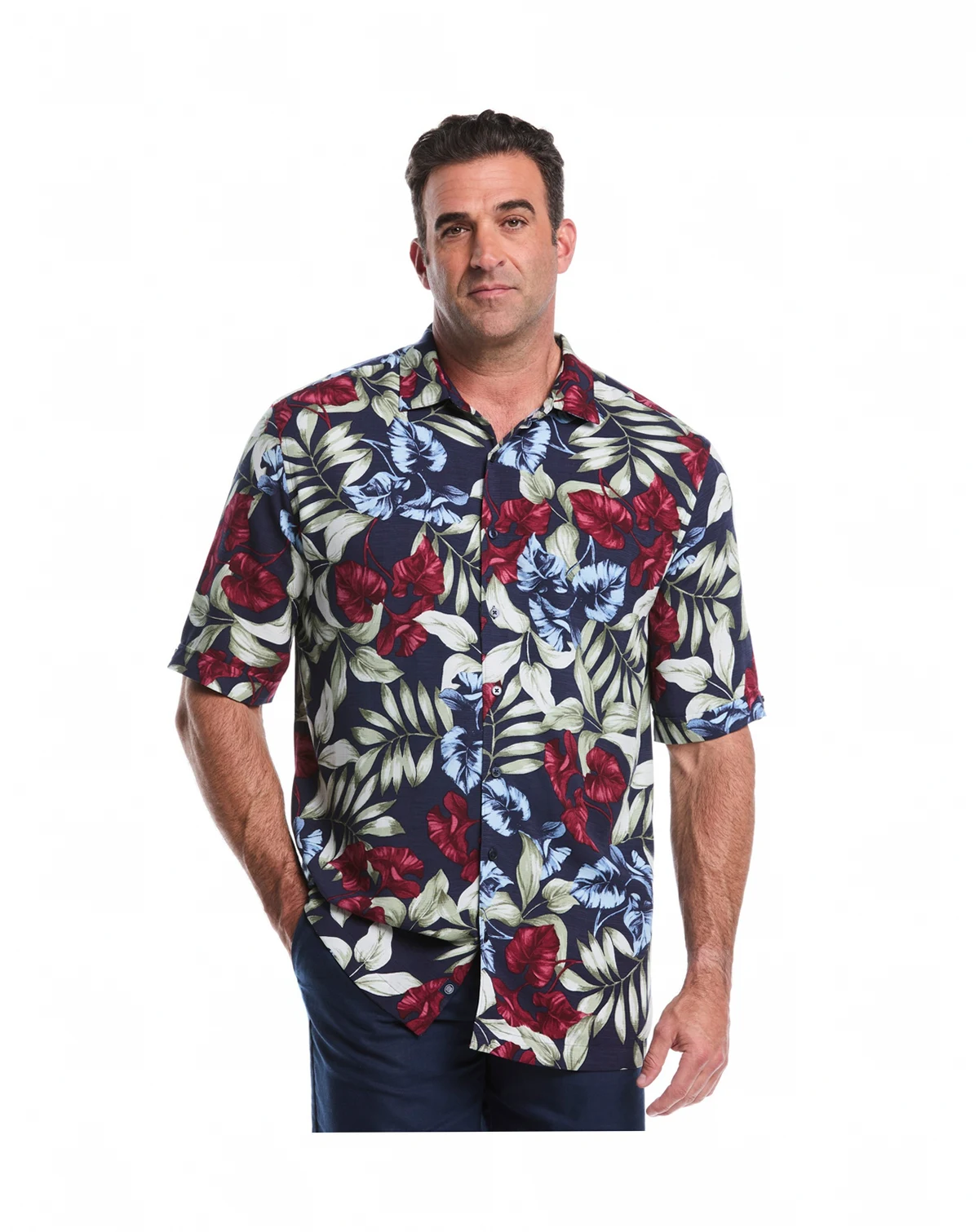 Men's Big & Tall Floral Print Short-Sleeve Button-Down Shirt