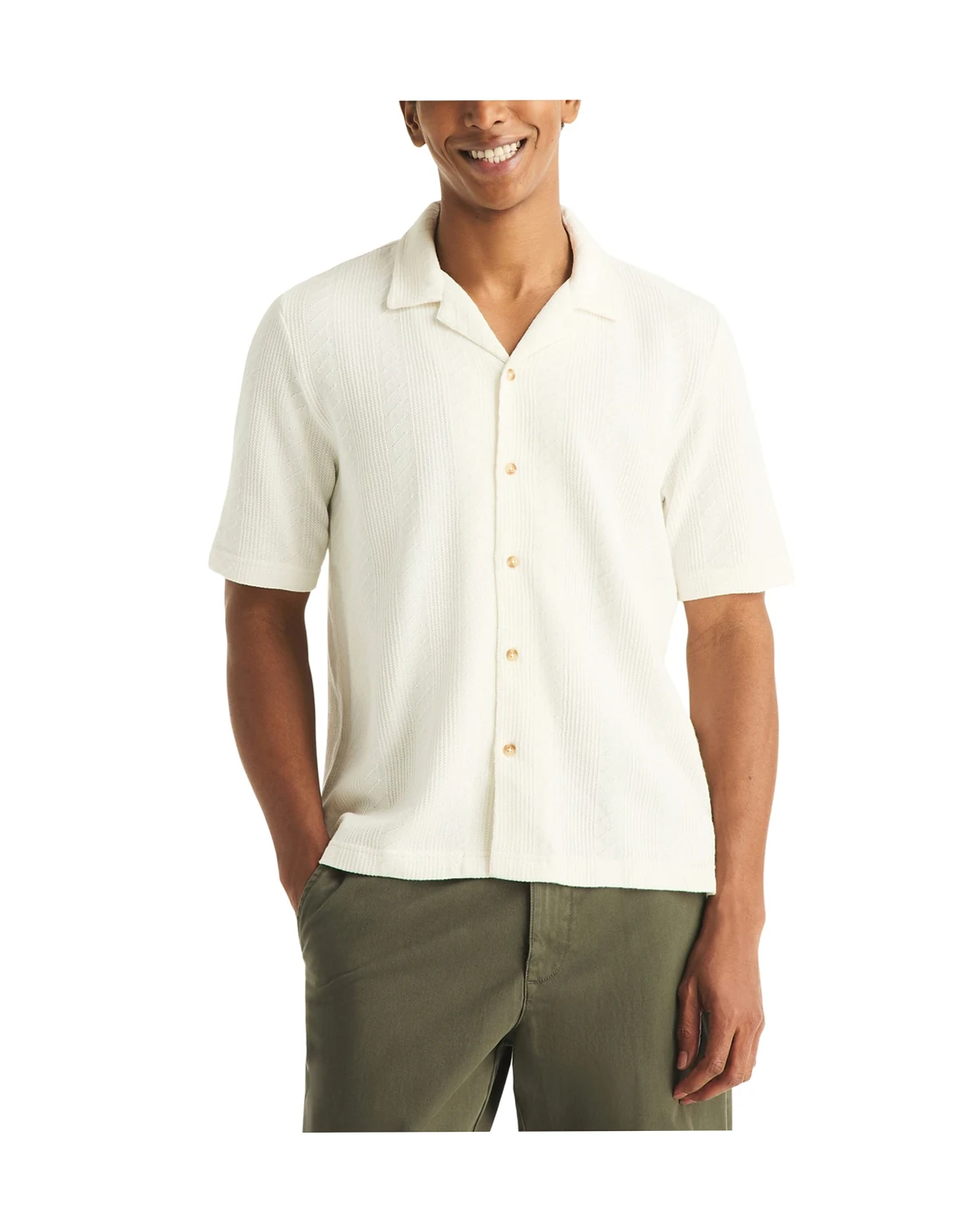 Men's Short-Sleeve Vertical Textured Polo Shirt