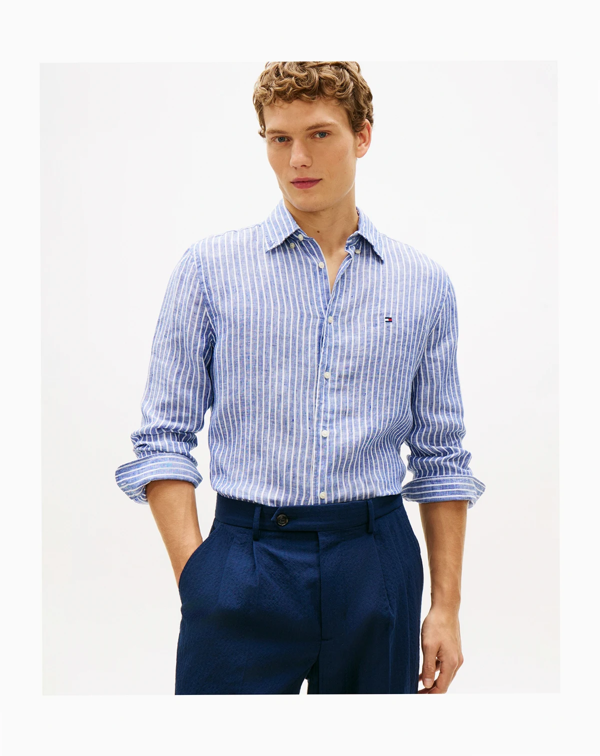 Men's Linen Bengal Stripe Shirt