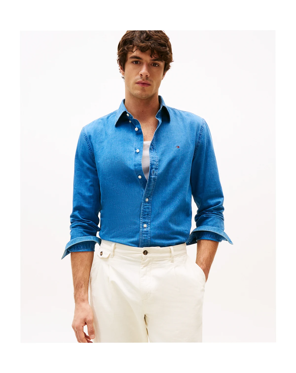 Men's Regular-Fit Cotton Chambray Shirt