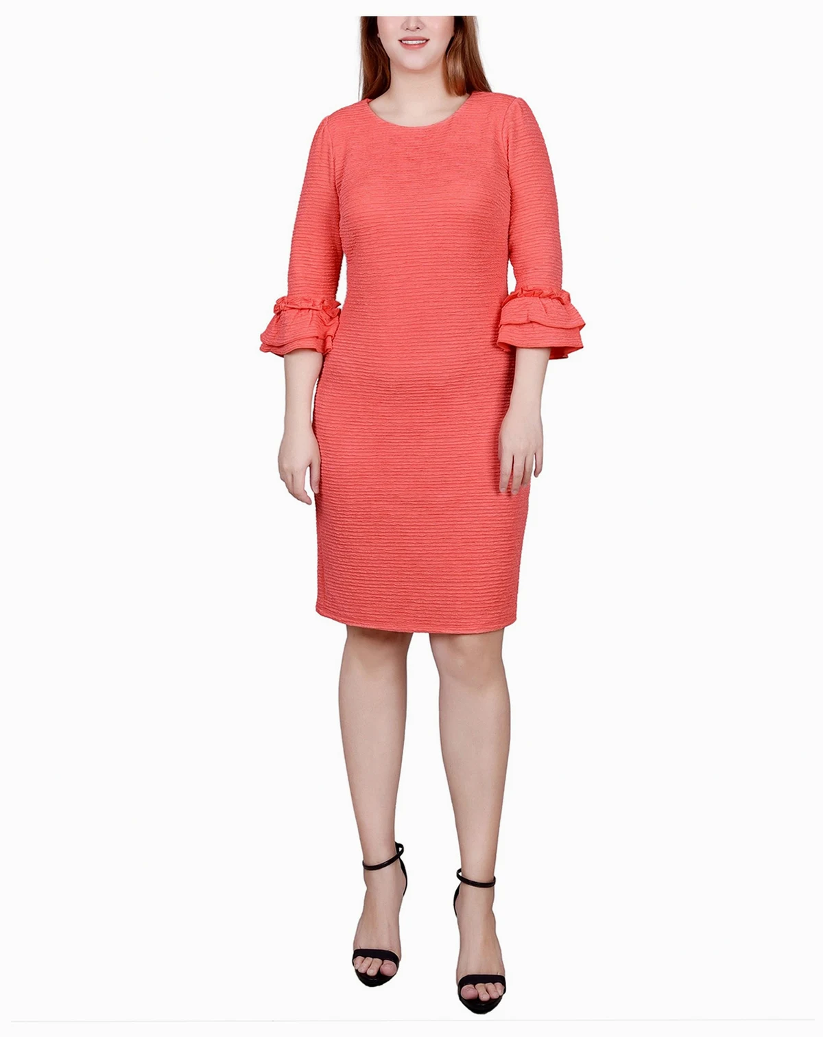Petite 3/4 Sleeve Textured Knit Dress