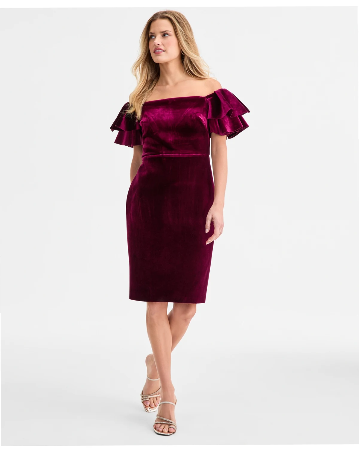 Women's Velvet Off-The-Shoulder Dress