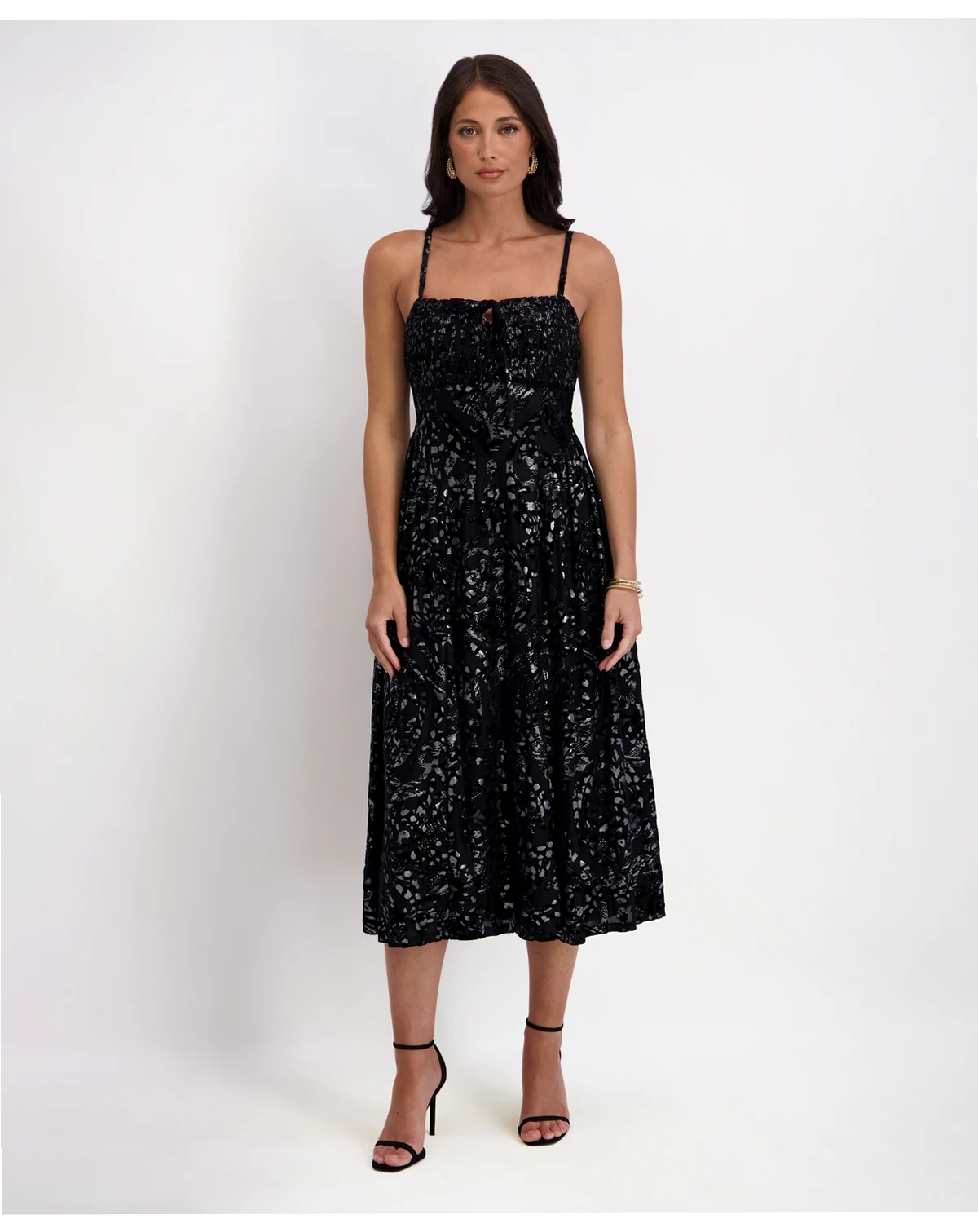 Women's Burn Out Foil Slip Sleeveless Dress