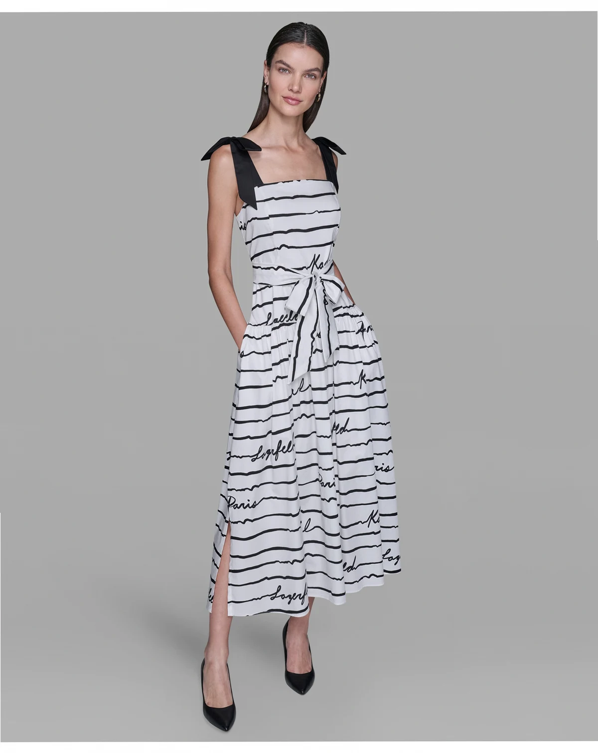 Women's Printed Cotton Sateen Midi Dress