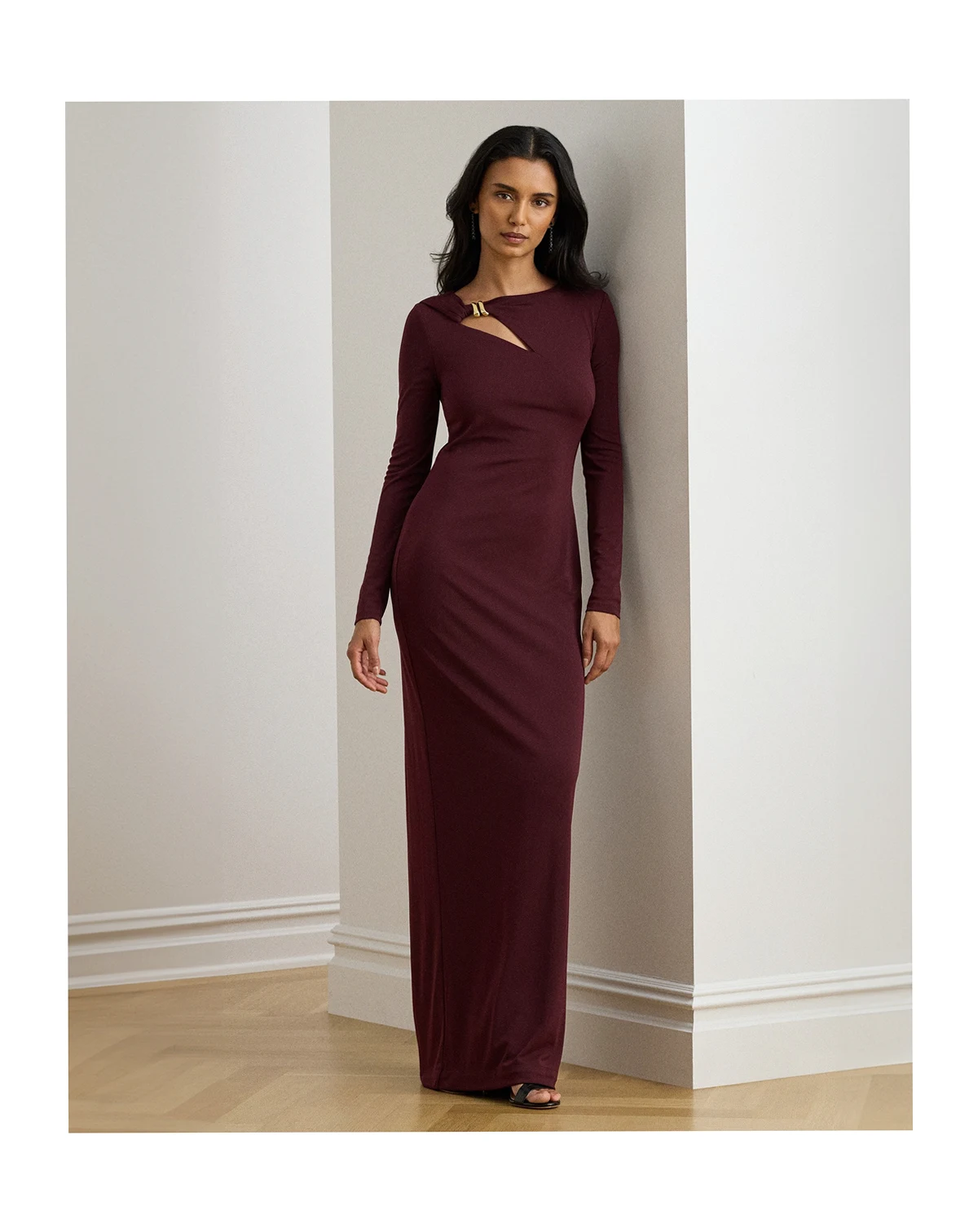 Women's Crew Neck Cutout Jersey Gown