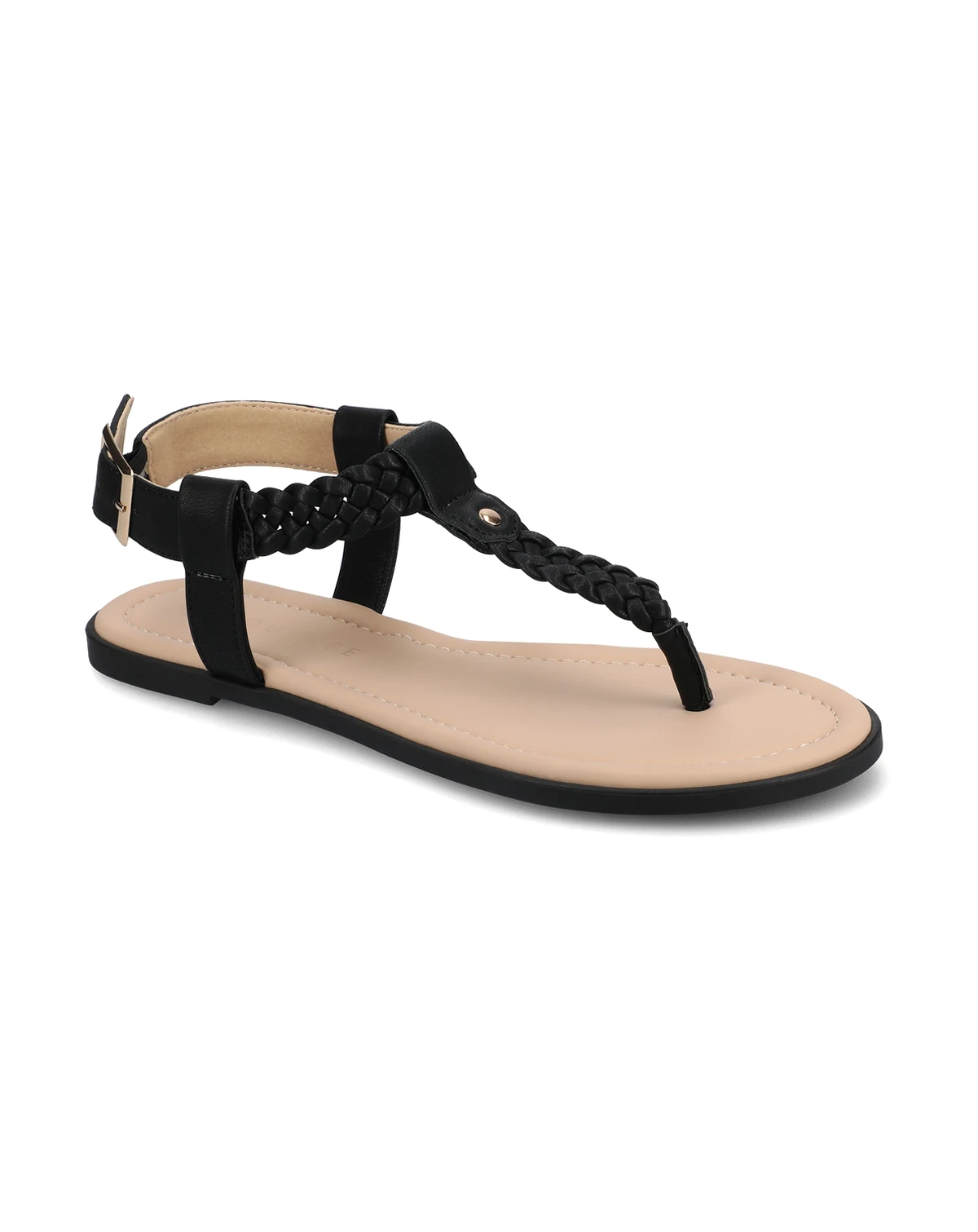 Women's Genevive Braided T-Strap Flat Sandals
