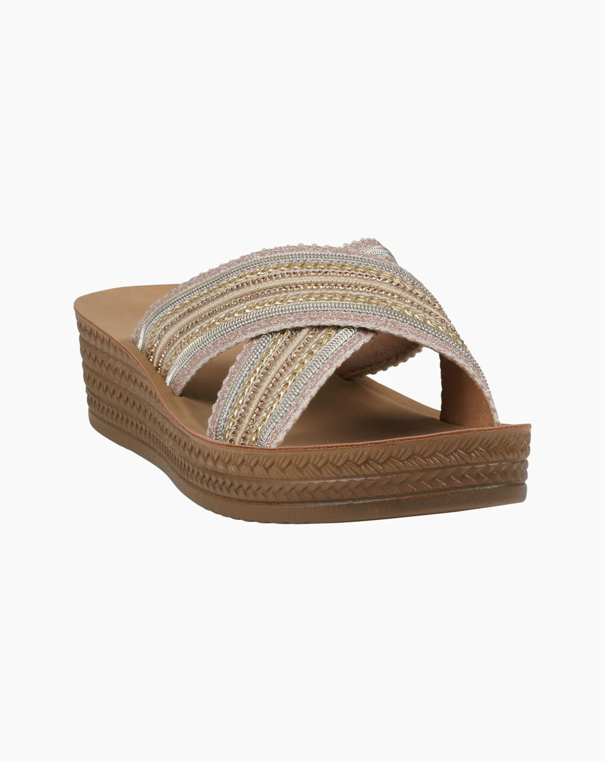 Women's Robyn Embellished Crisscross Strap Wedge Sandals