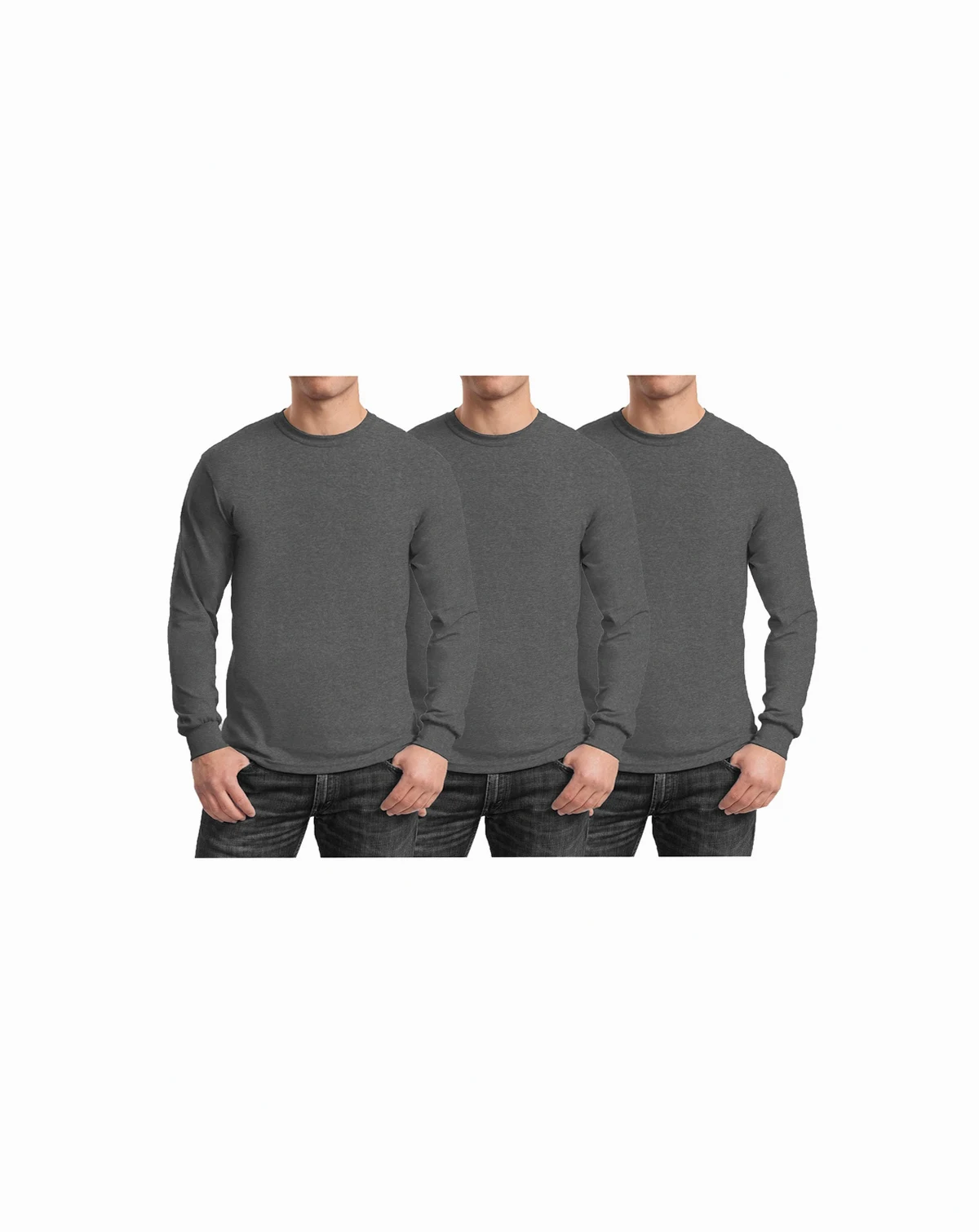 Men's 3-Pack Egyptian Cotton-Blend Long Sleeve Crew Neck Tee