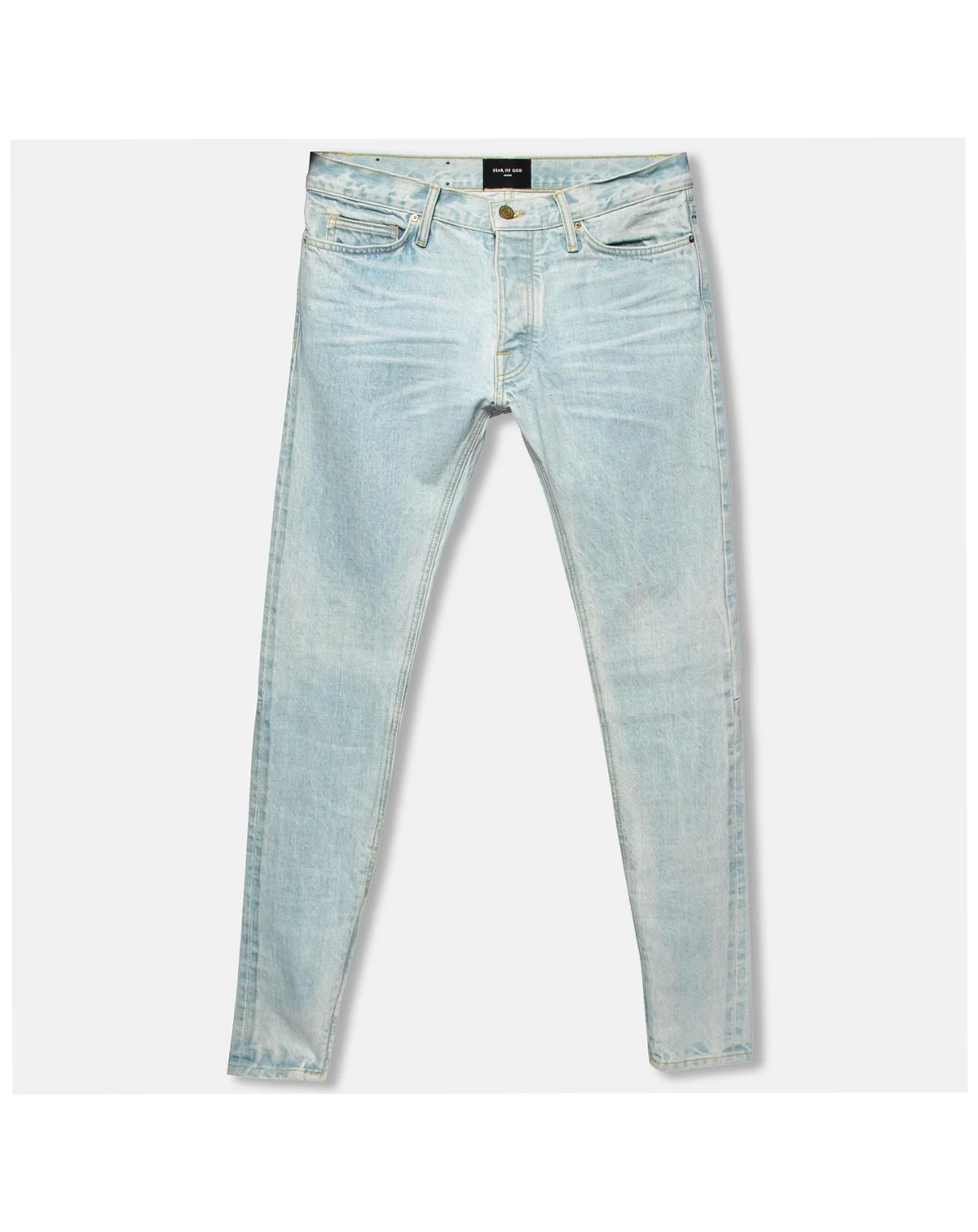 Men's Blue Distressed Denim Zipped Hem Slim Fit Jeans