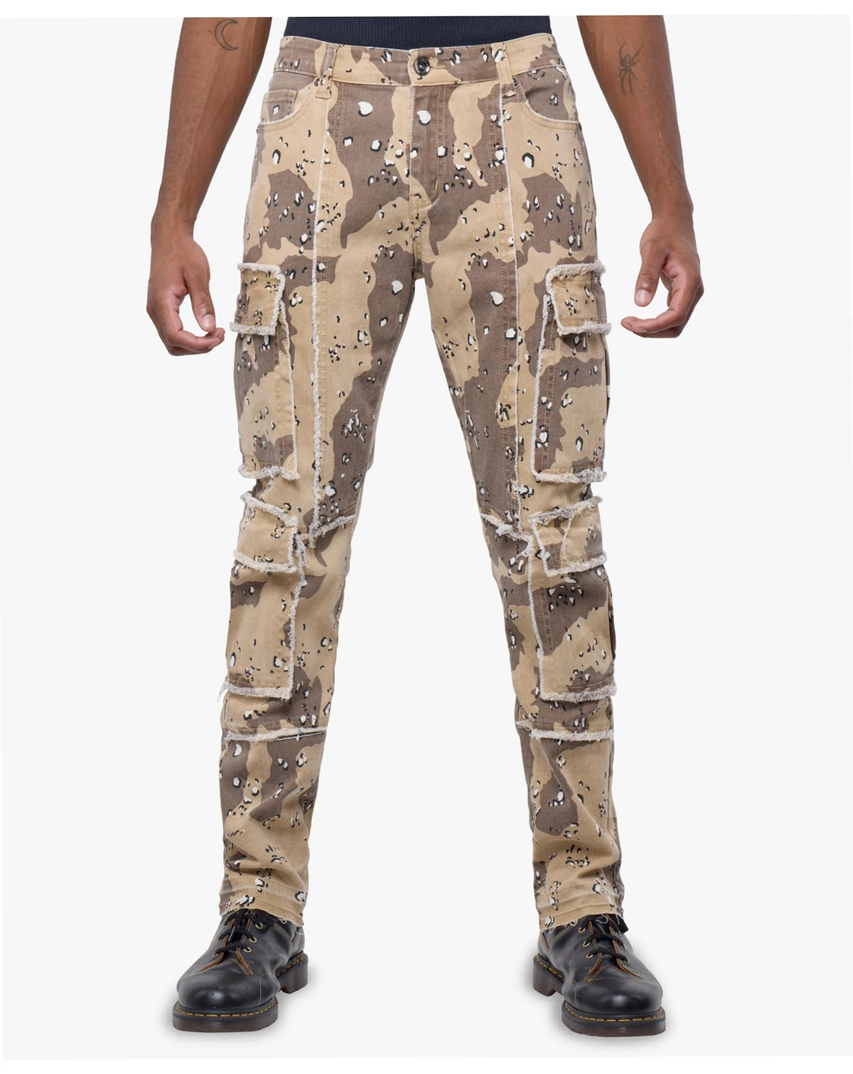 Men's Printed Cargo Pocket Denim Jeans
