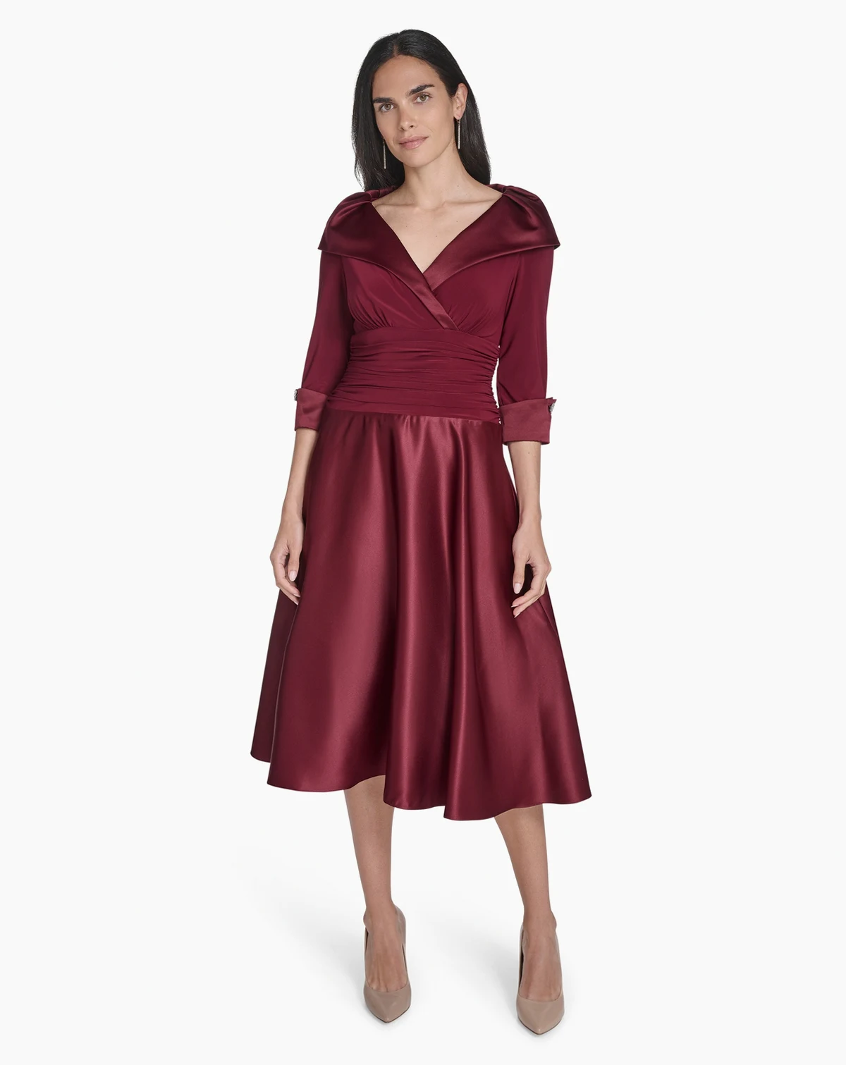 Petite Rhinestone 3/4-Sleeve Dress