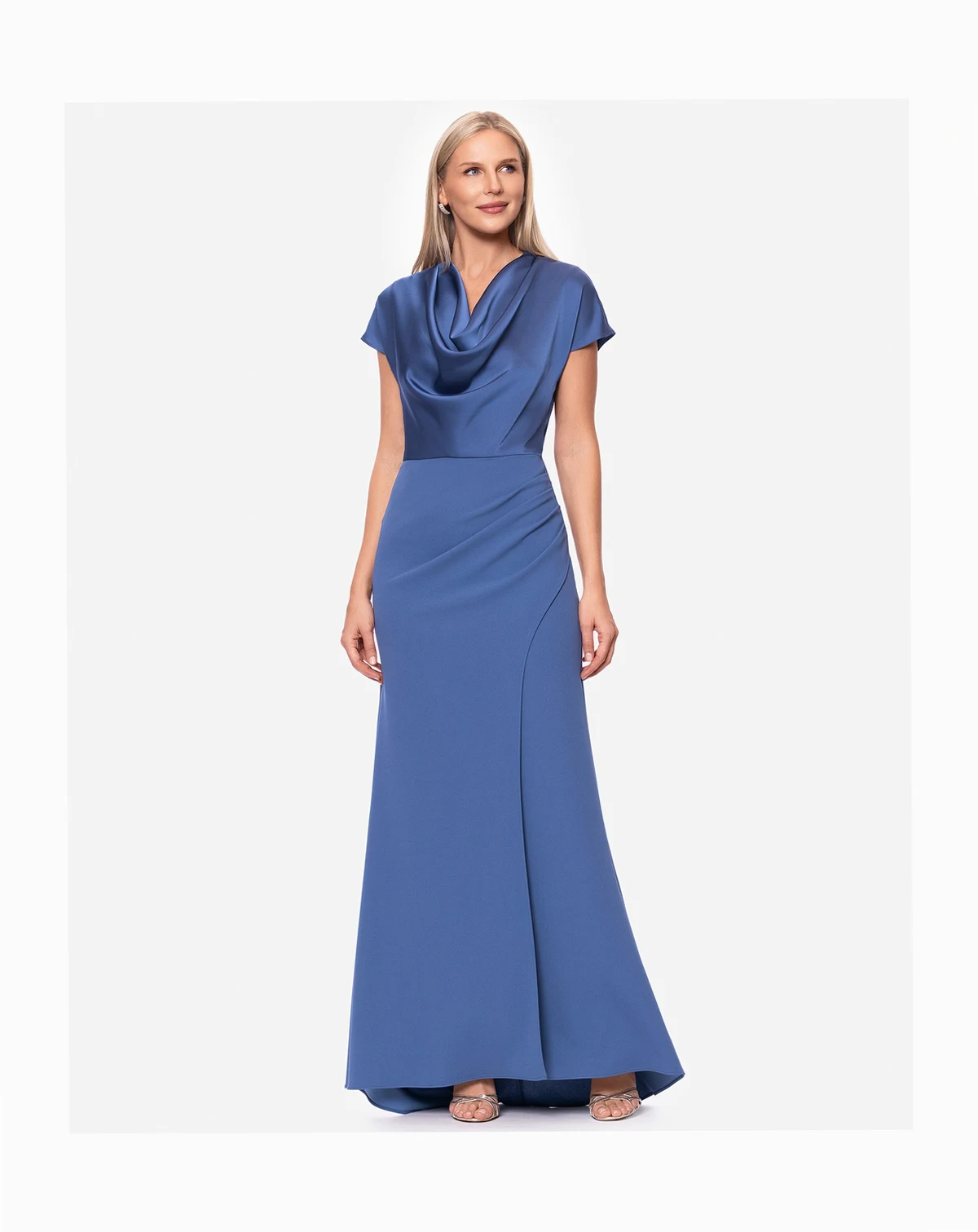 Petite Cowl Neck Long Ball Gown