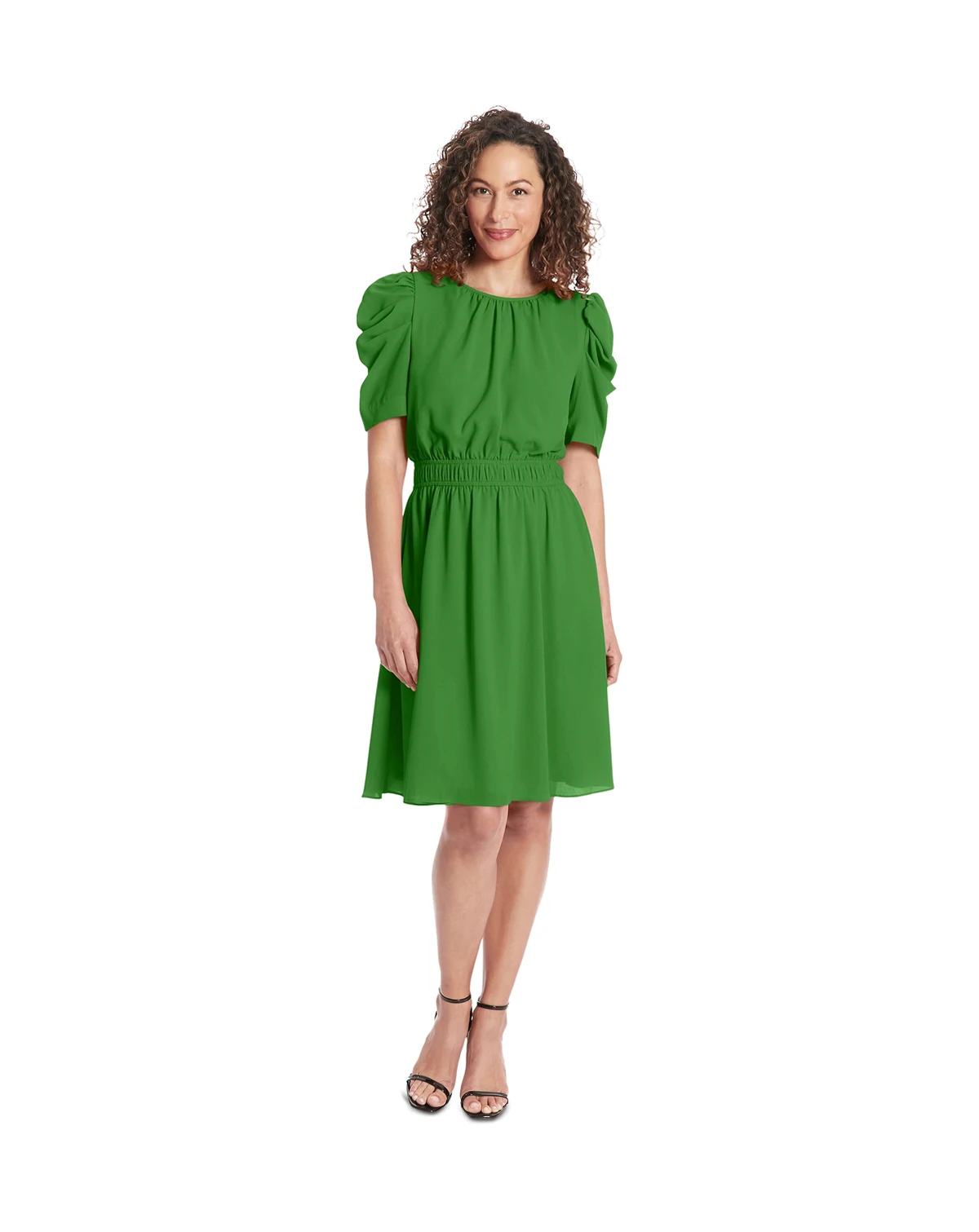 Petite Caterpillar-Sleeve Jewel-Neck Dress