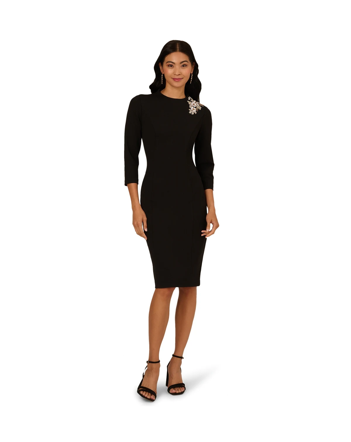 Women's 3D Floral Mock Neck Short Dress