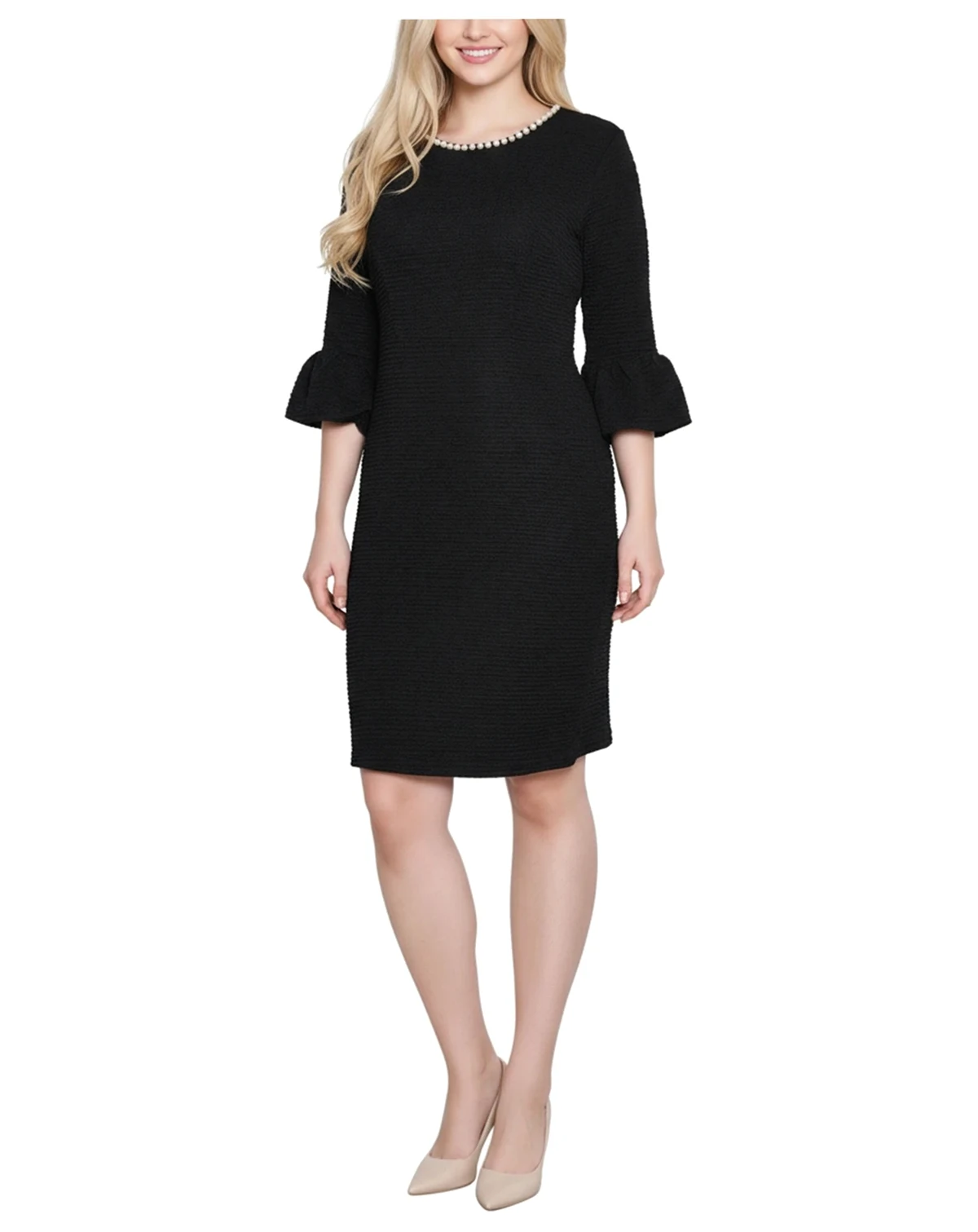 Petite 3/4 Length Pearl Detail Dress