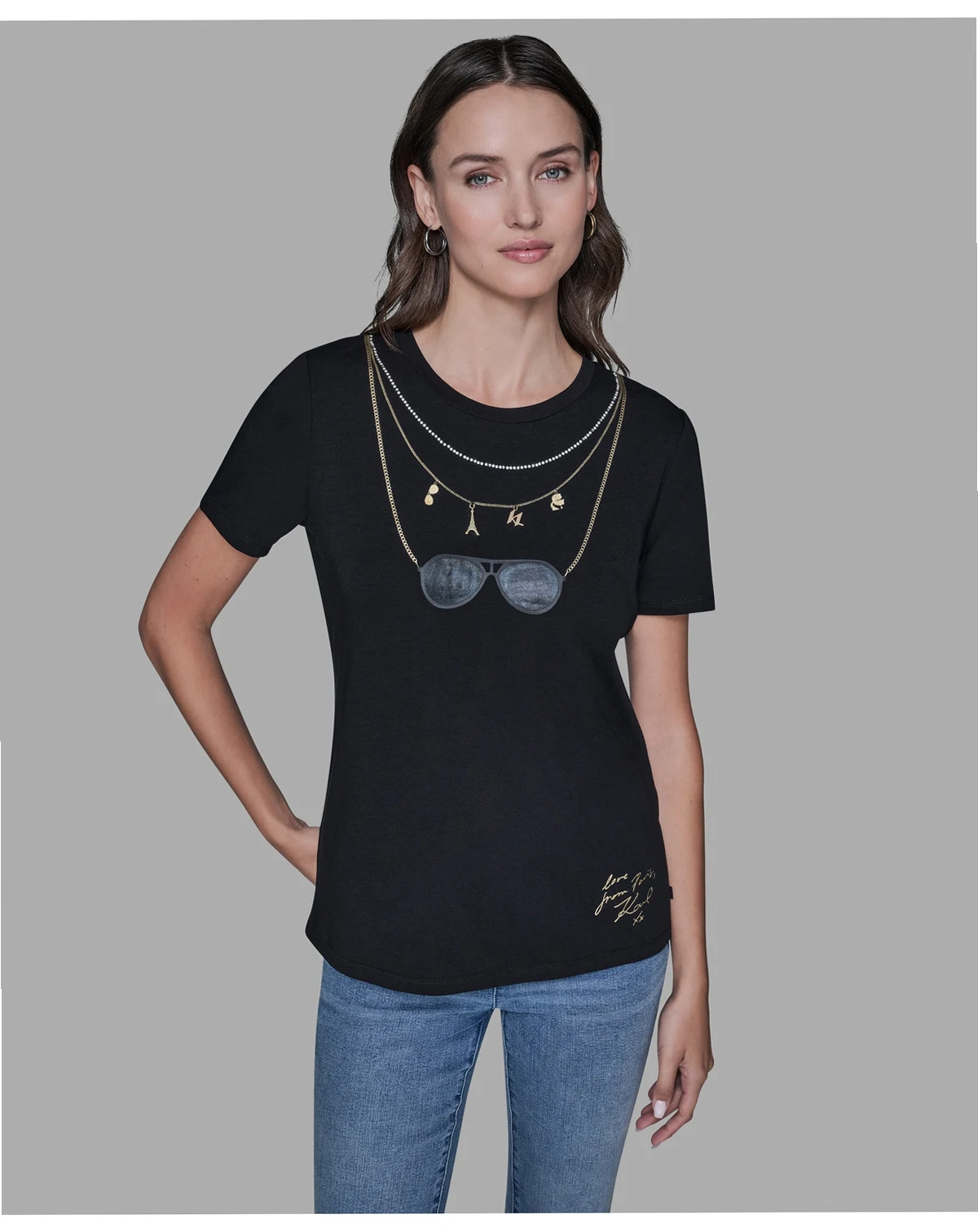 Women's Sunglasses Printed Pull-On T-Shirt