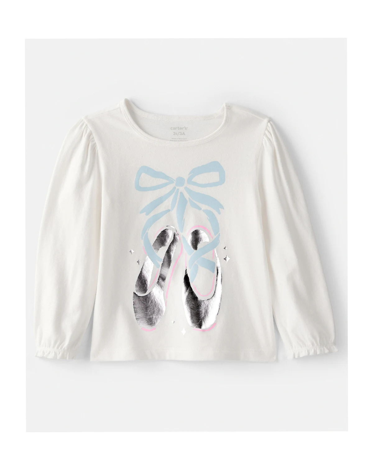 Girls' Toddler 2T-5T Long-Sleeve Metallic Graphic T-Shirt