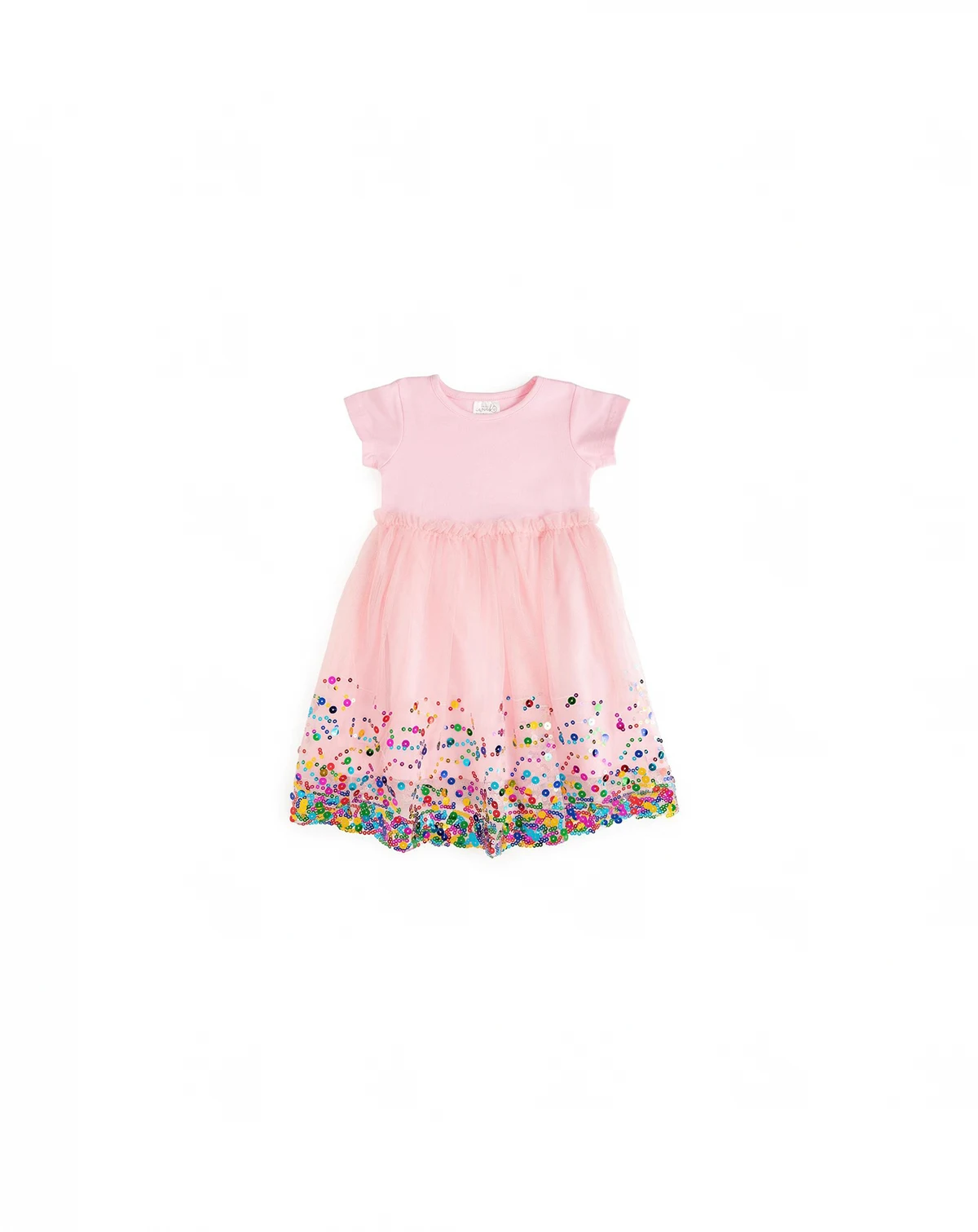 Toddler Girls Pink Confetti Short Sleeve Tutu Dress