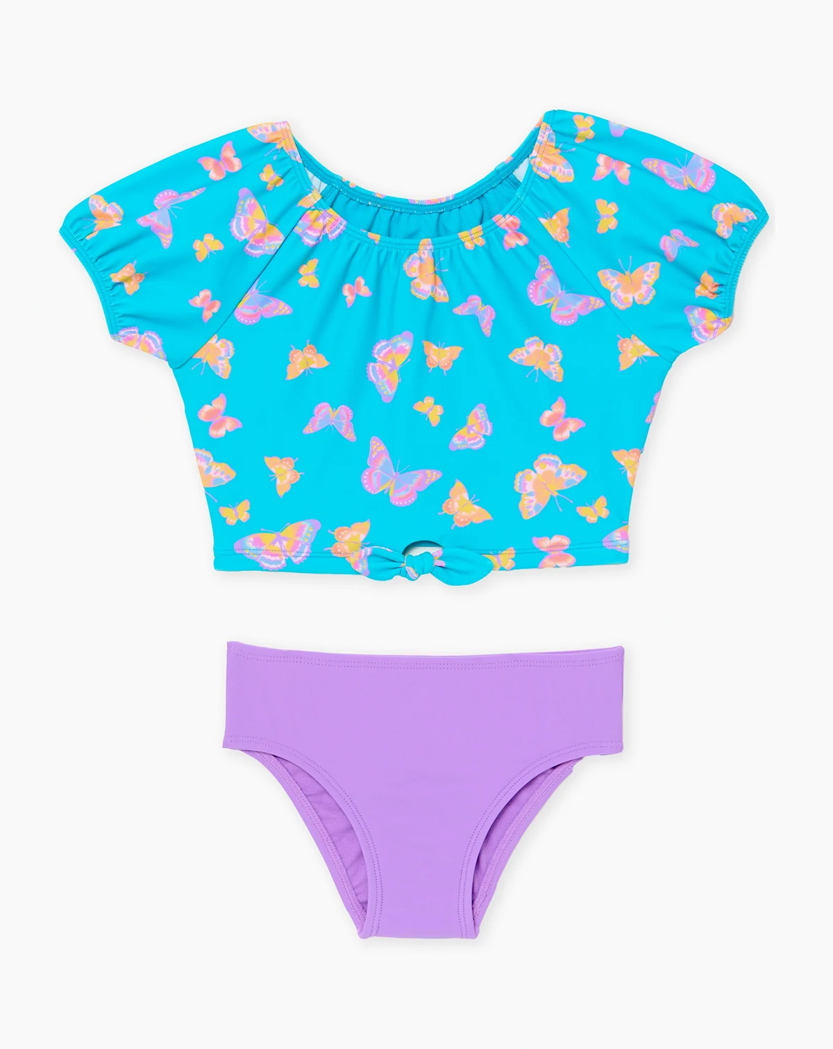 Girls' Toddler 2T-5T Puff-Sleeve Rashguard and Hipster Swim Bottom, 2-Piece Set