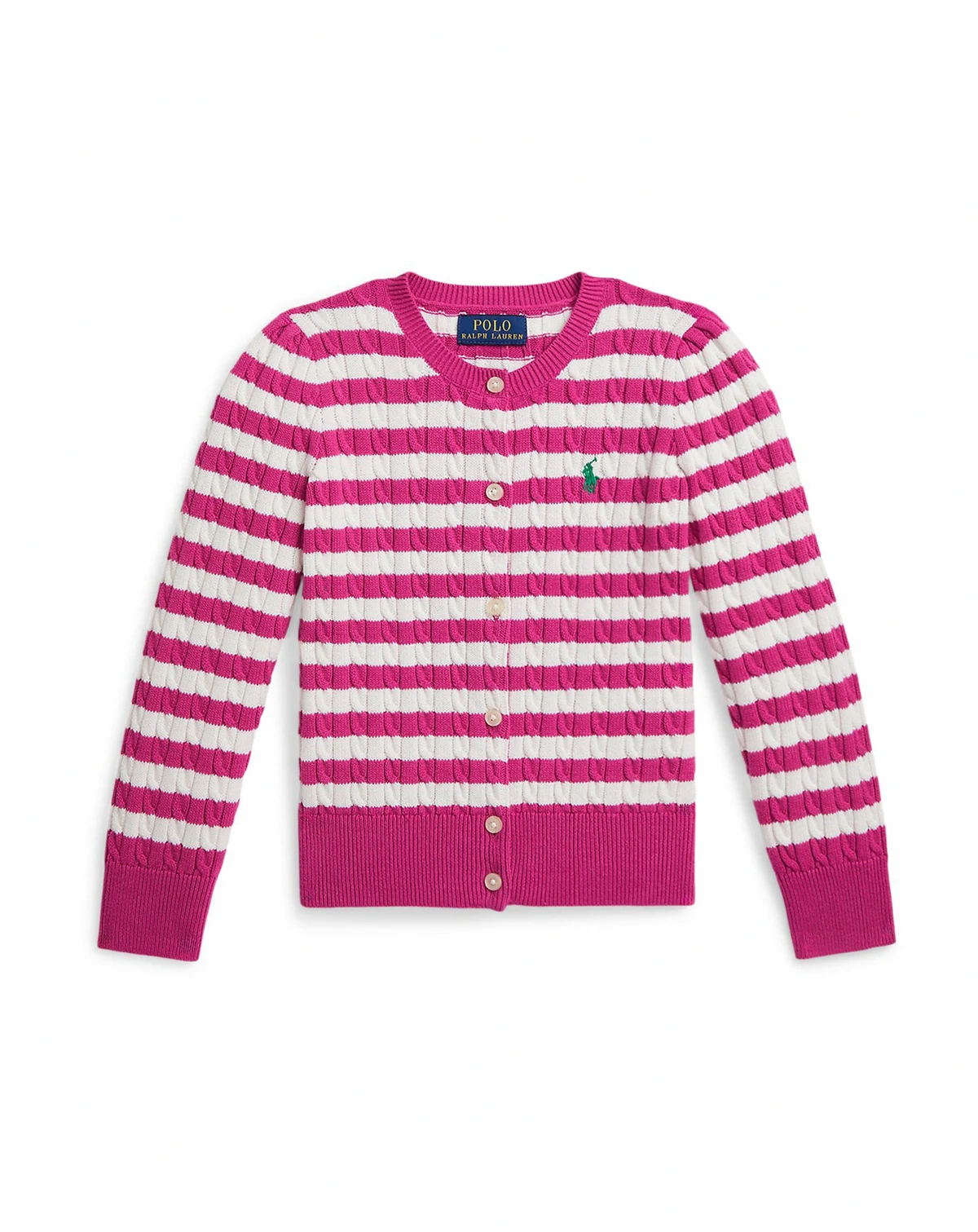 Girls' 2T-6X Striped Mini-Cable Cardigan