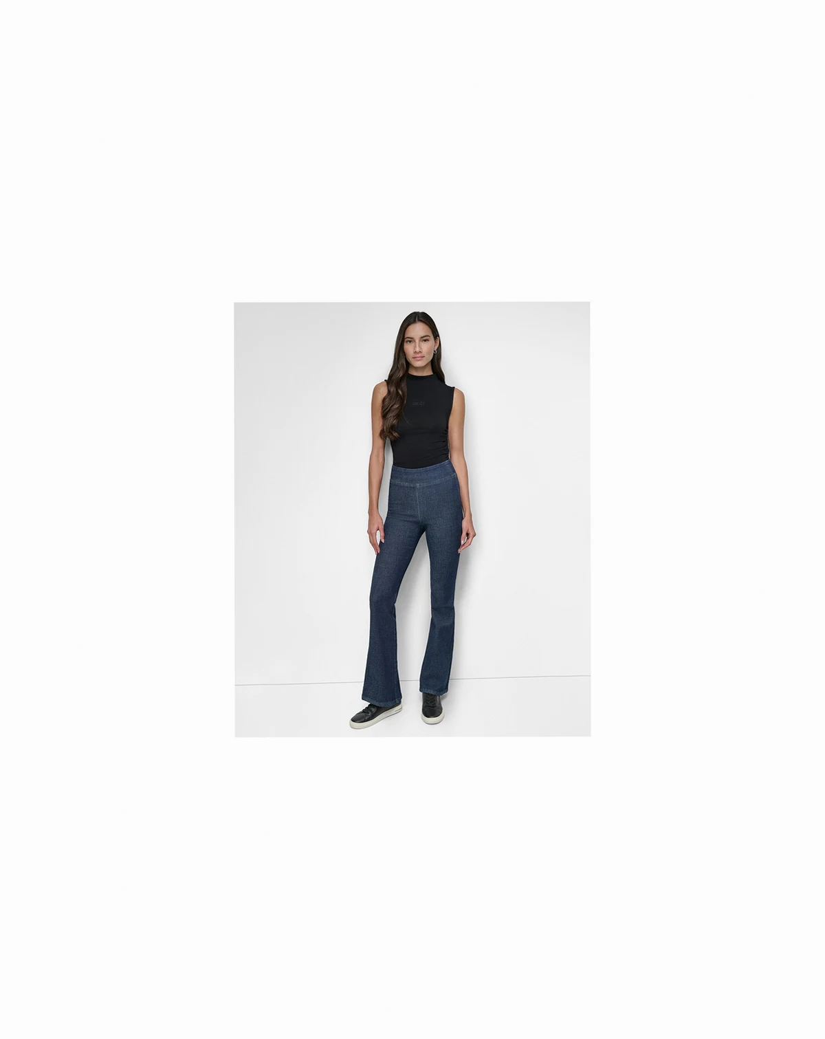 Petite High-Rise Flared-Leg Pull-On Jeans