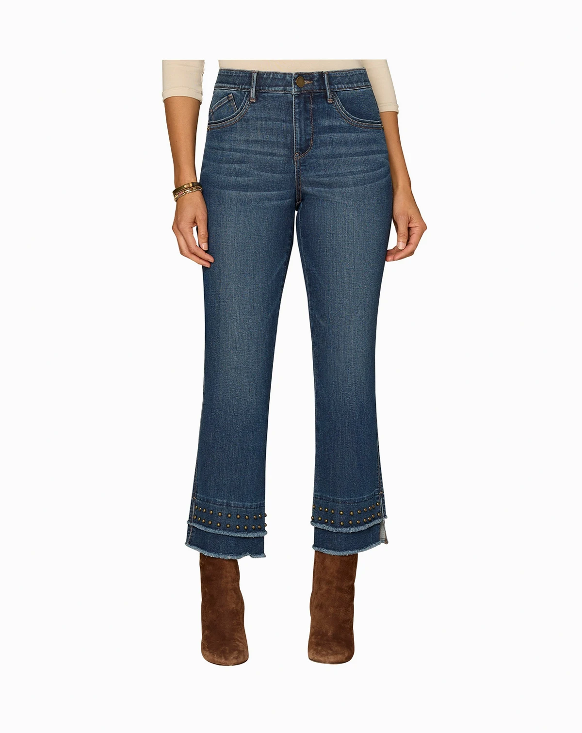 Women's Double Layer Fray Hem Jeans