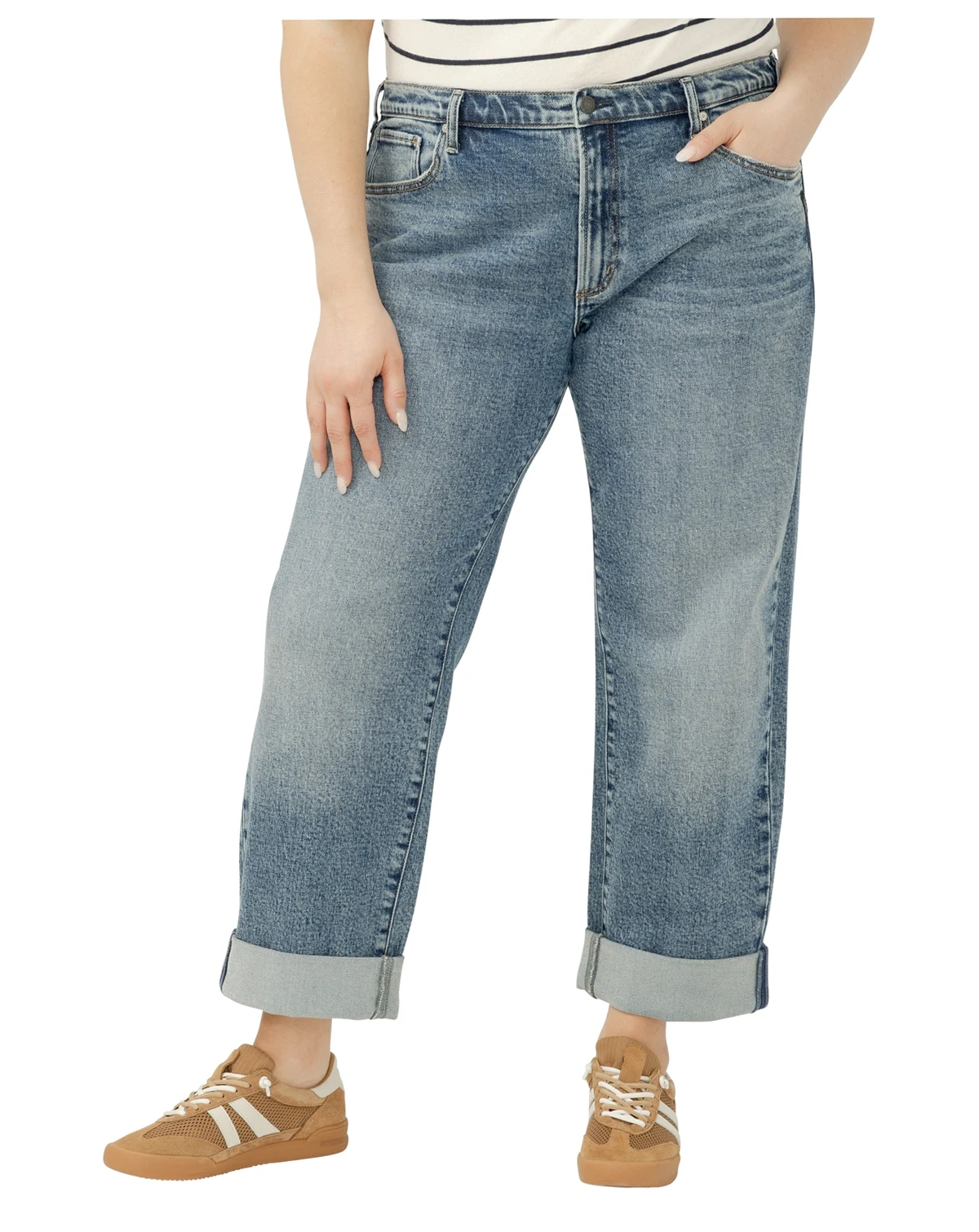 Plus Size Relaxed Mid Rise Straight Leg Jeans