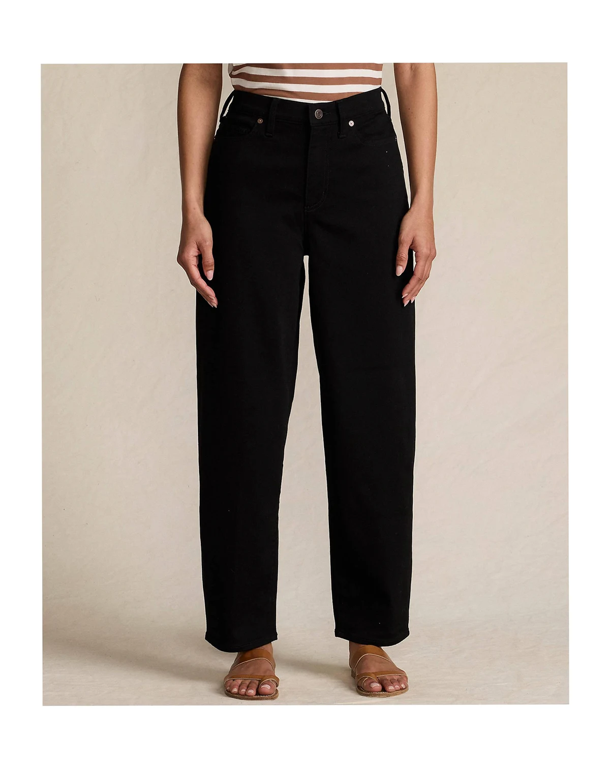 Women's Denim High Rise Barrel Leg Ankle Jeans