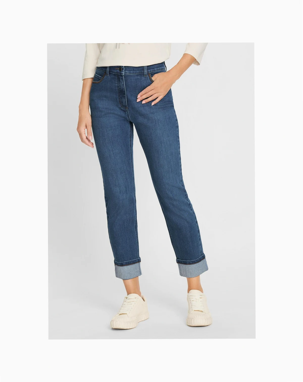 Women's Mona Fit Straight Leg 5-Pocket Jean with Rhinestone Hem