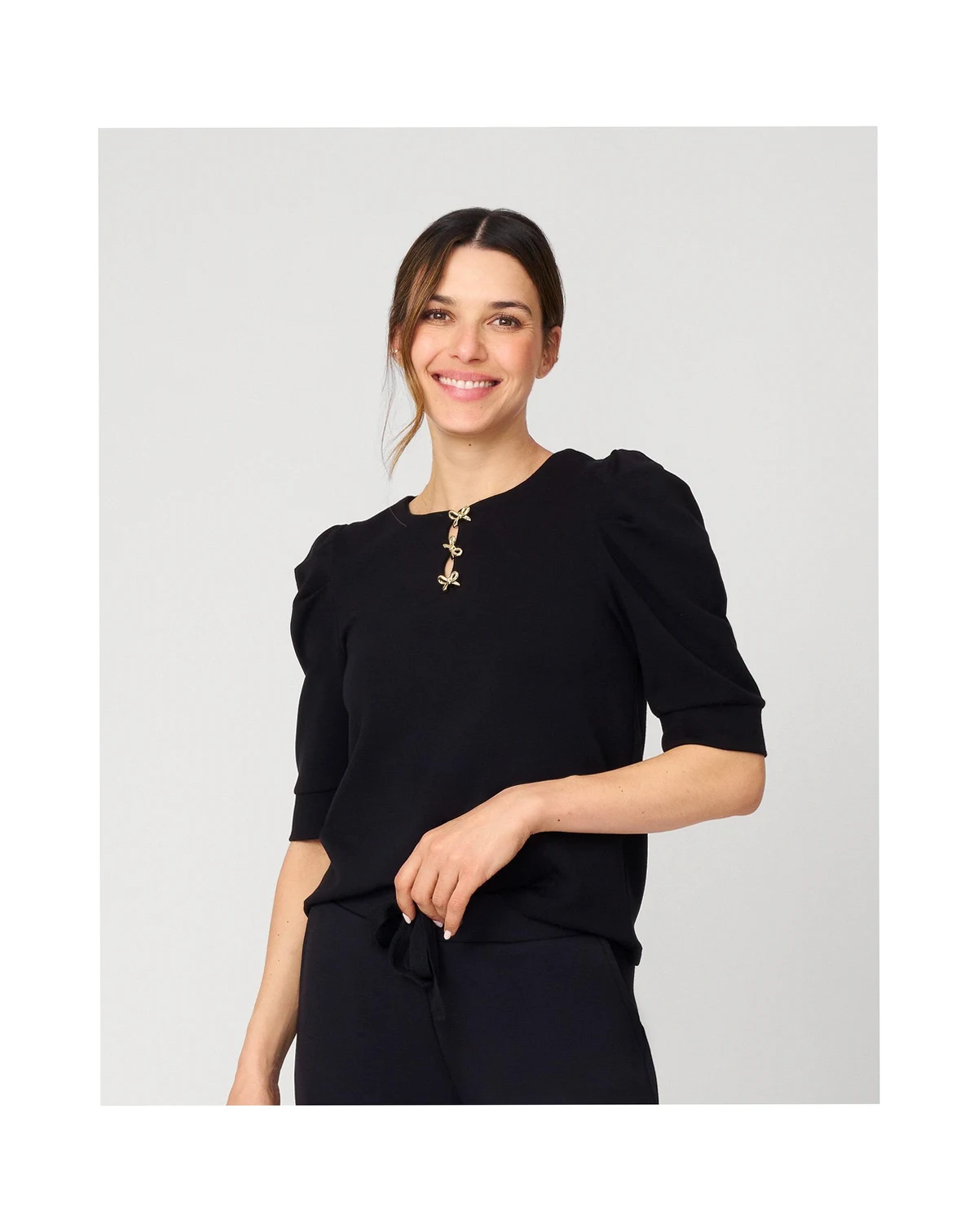 Puff Sleeve Bow Top