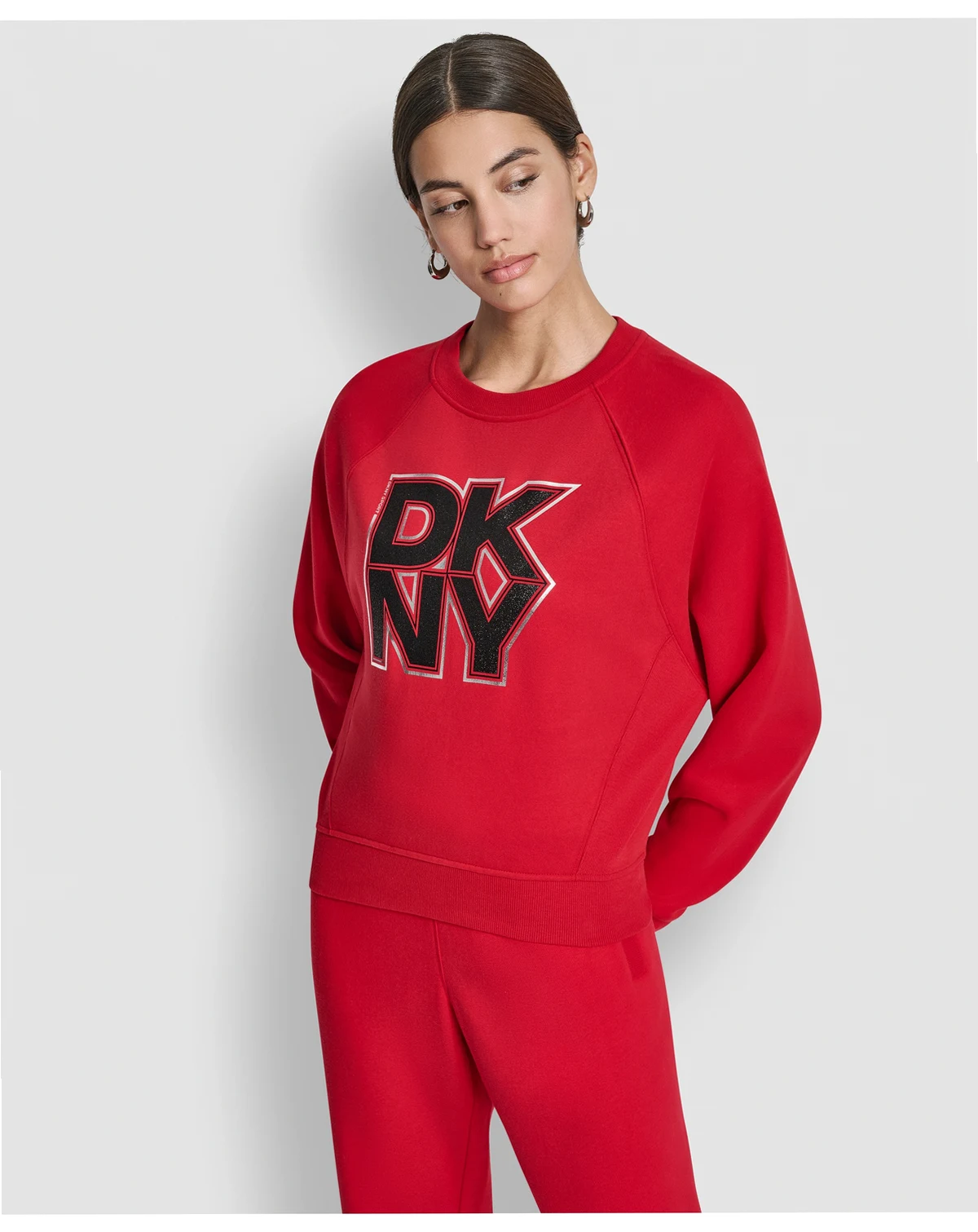 Women's Mixed Metal Stack Glitter Crewneck Top