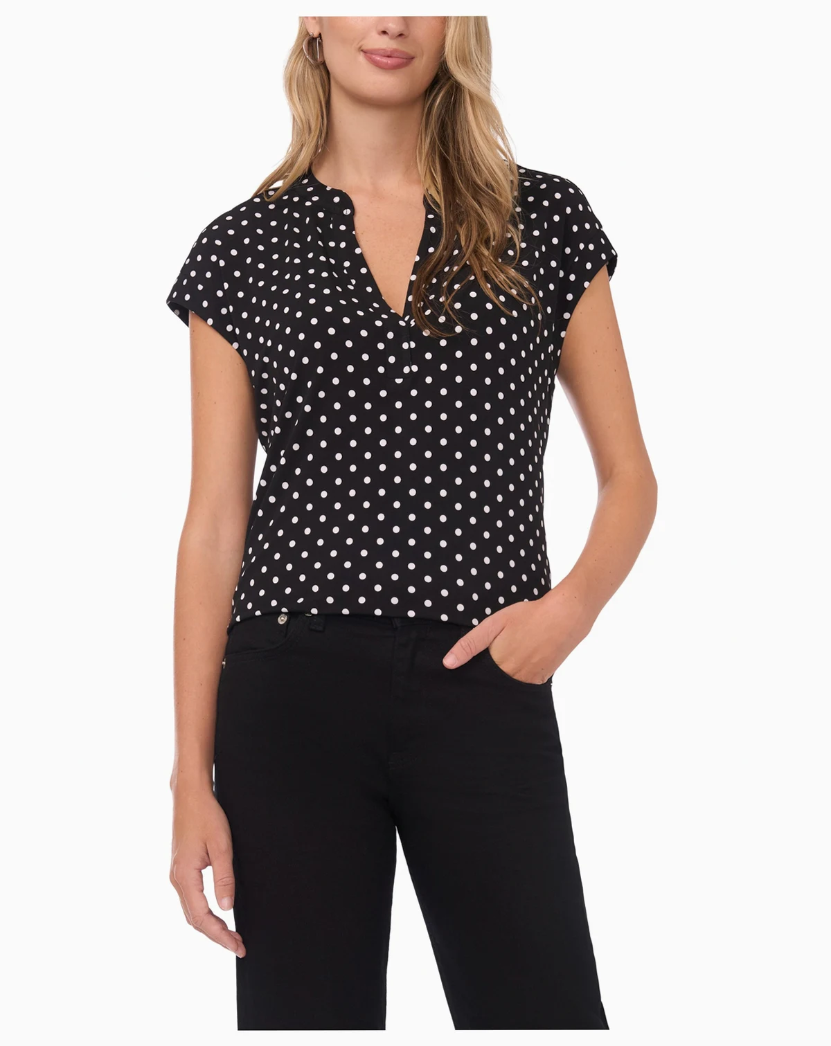 Women's V-Neck Front Placket Blouse